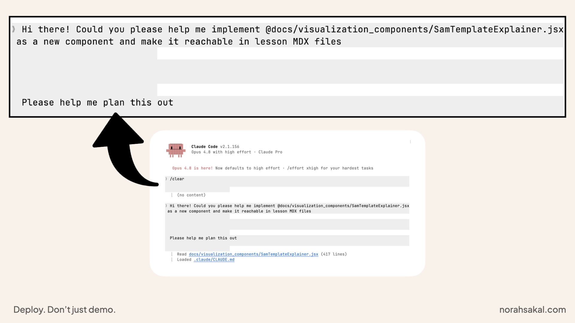 The prompt I used to ask Claude Code to help me implement a new component