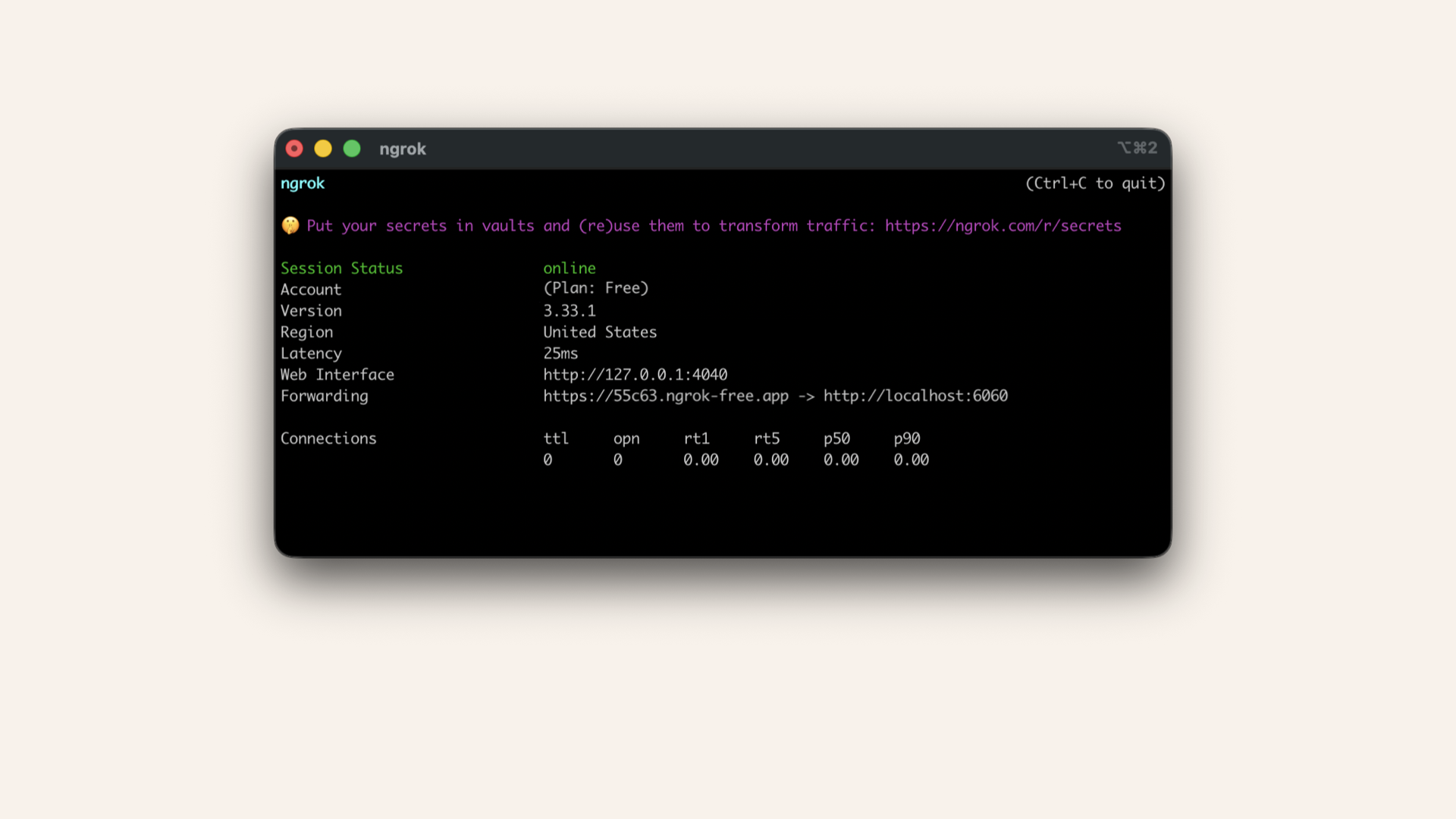 ngrok running in your terminal