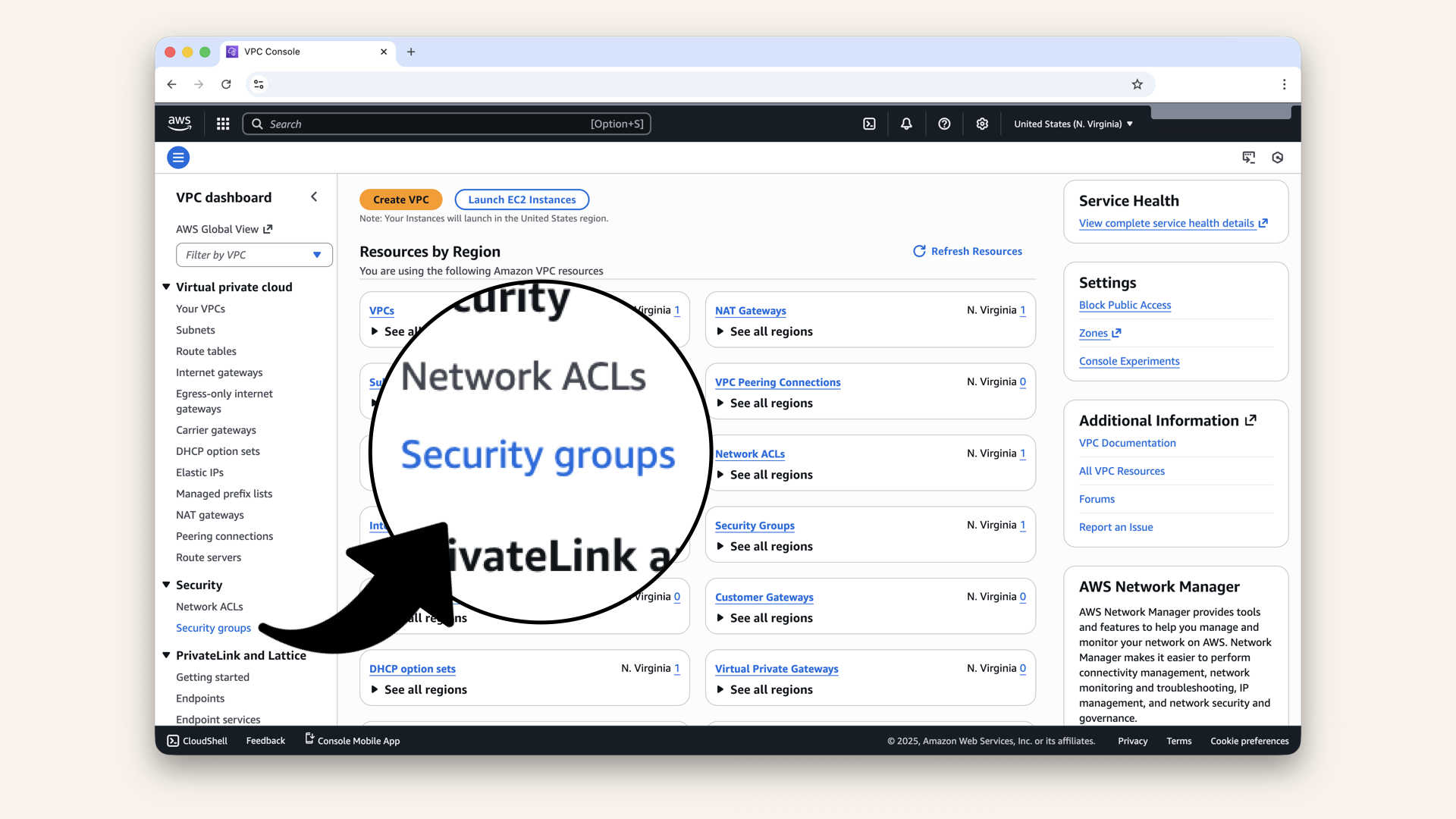 Click Security Groups in the left menu Click Security Groups in the left menu