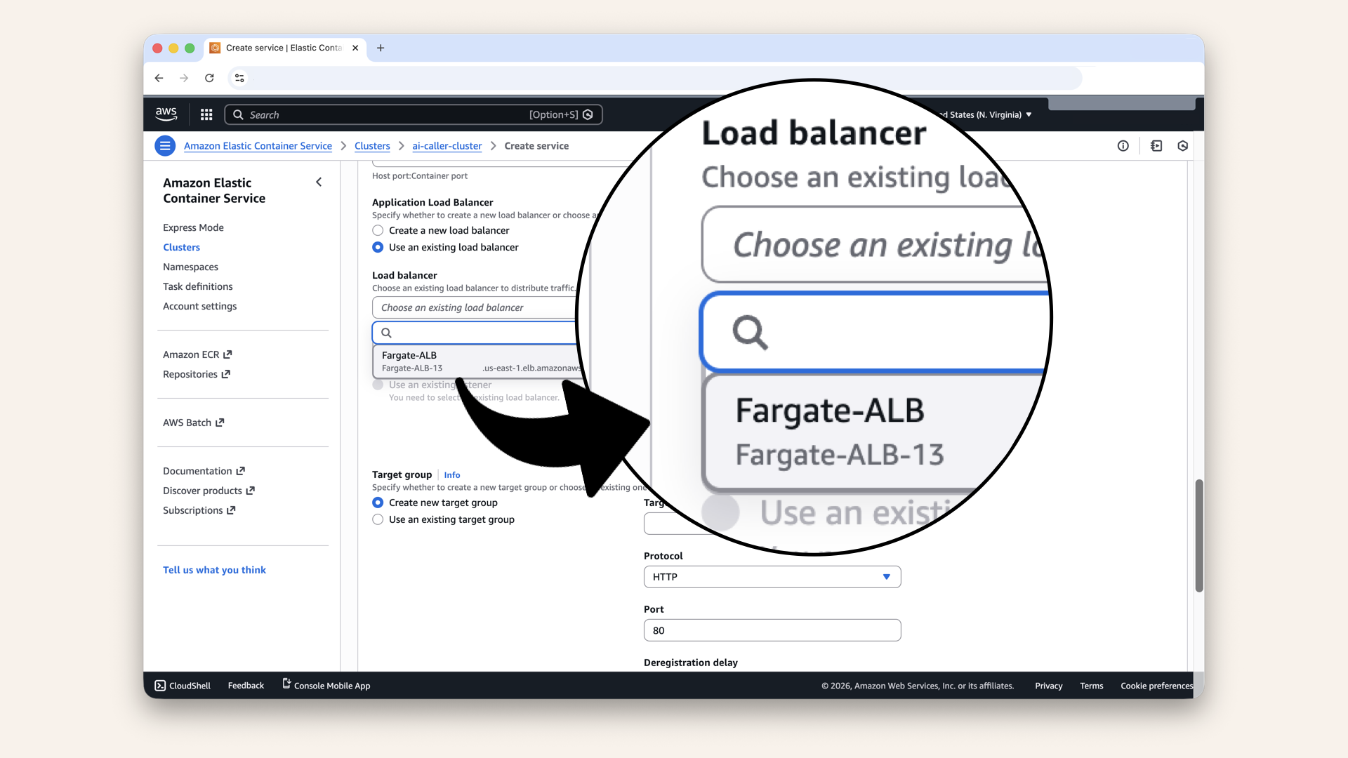 Make sure you select your Fargate-ALB from Day 9