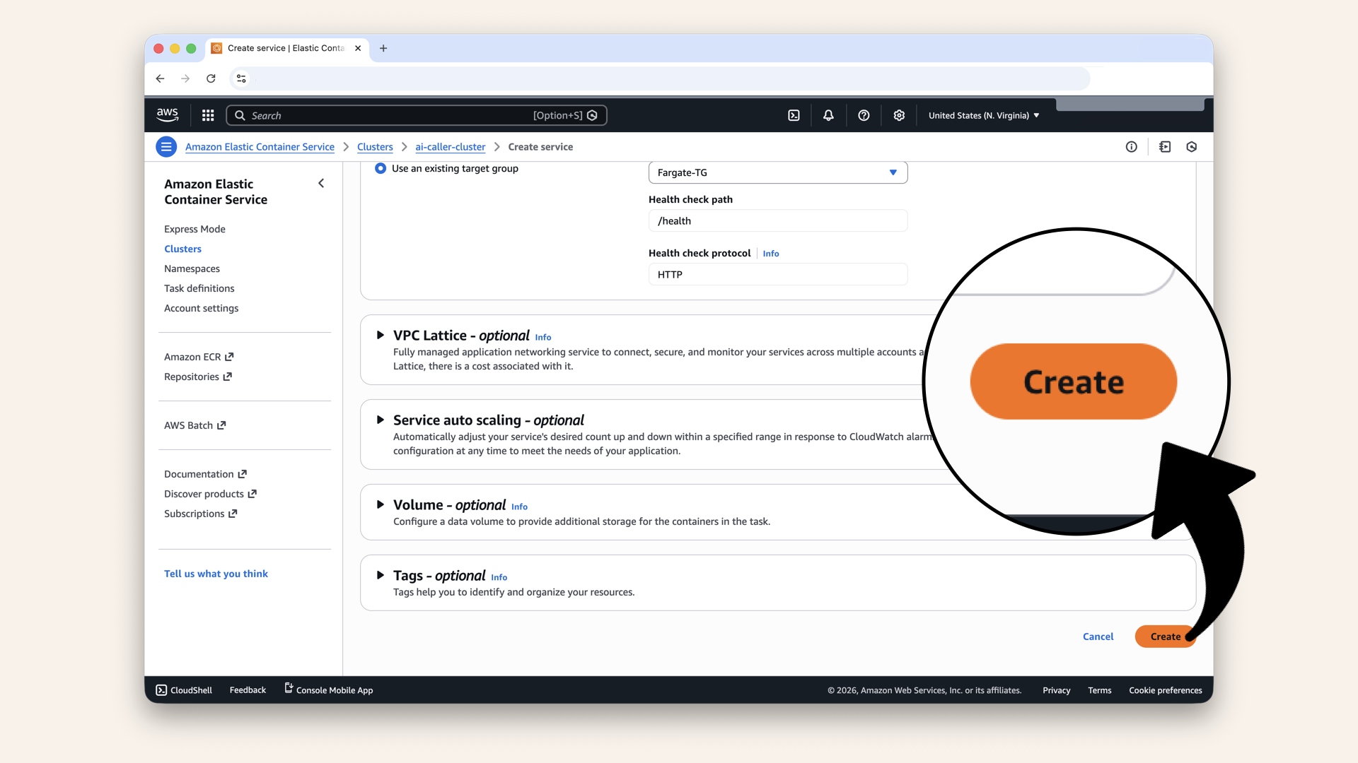 Scroll all the way down and click Create