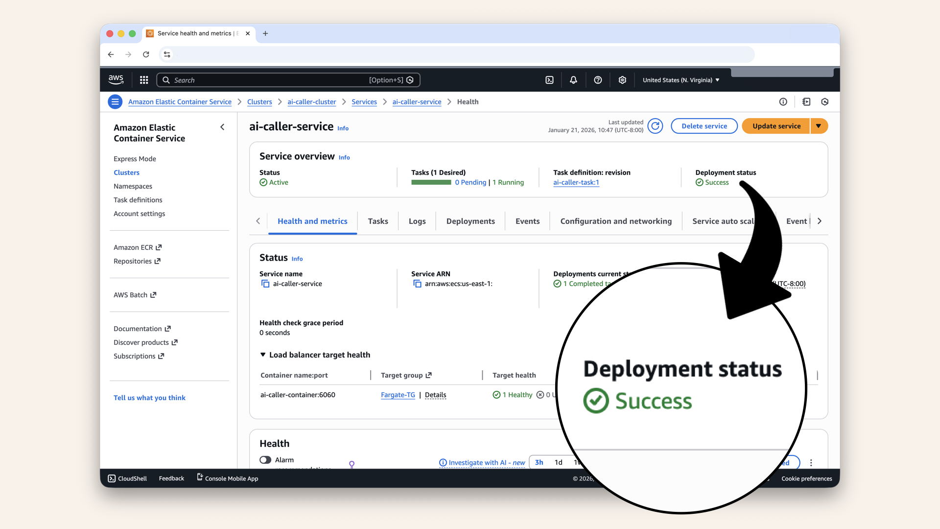 Once you see Deployment status as Success the service is deployed