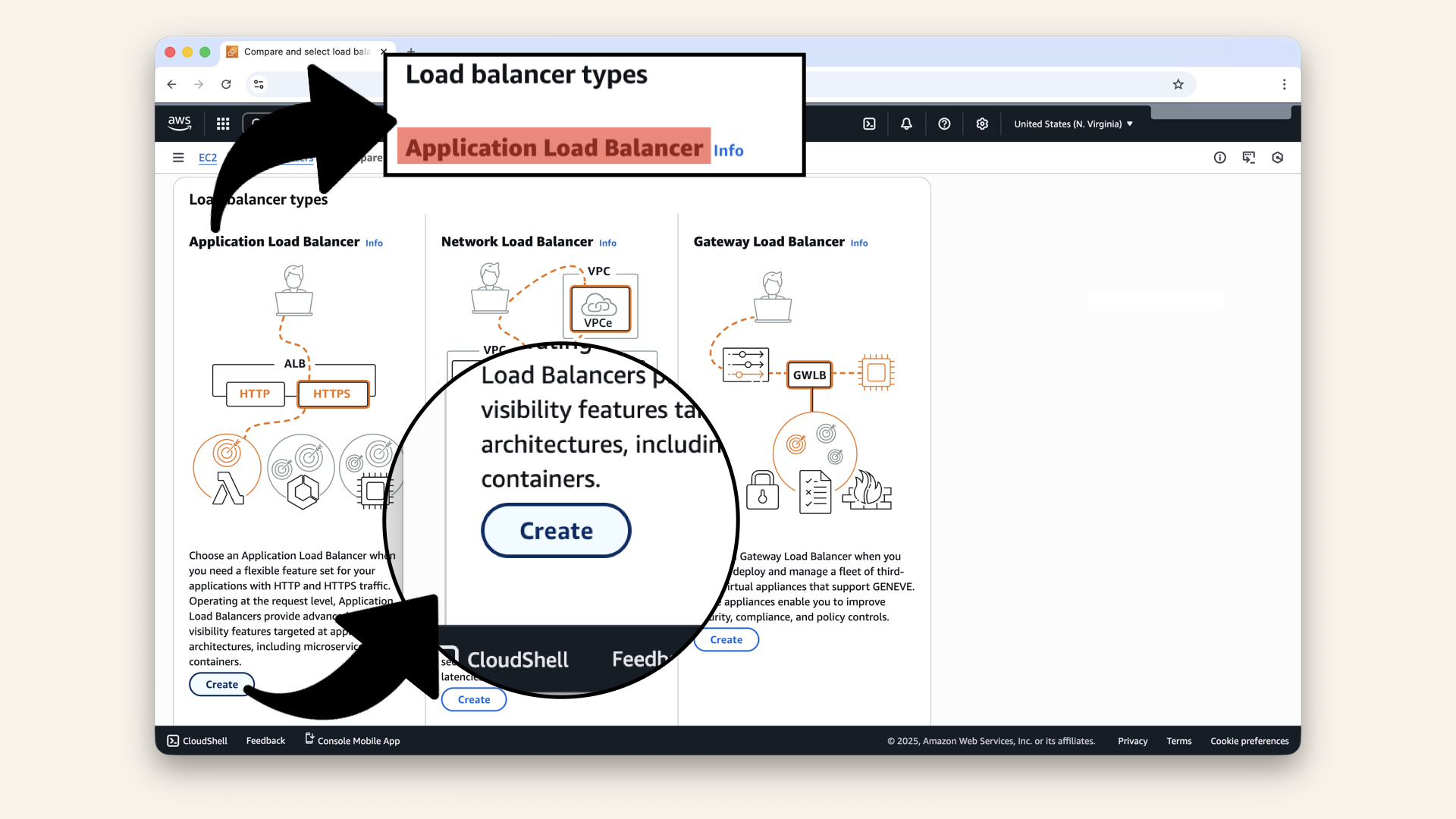 Click Create under Application Load Balancer