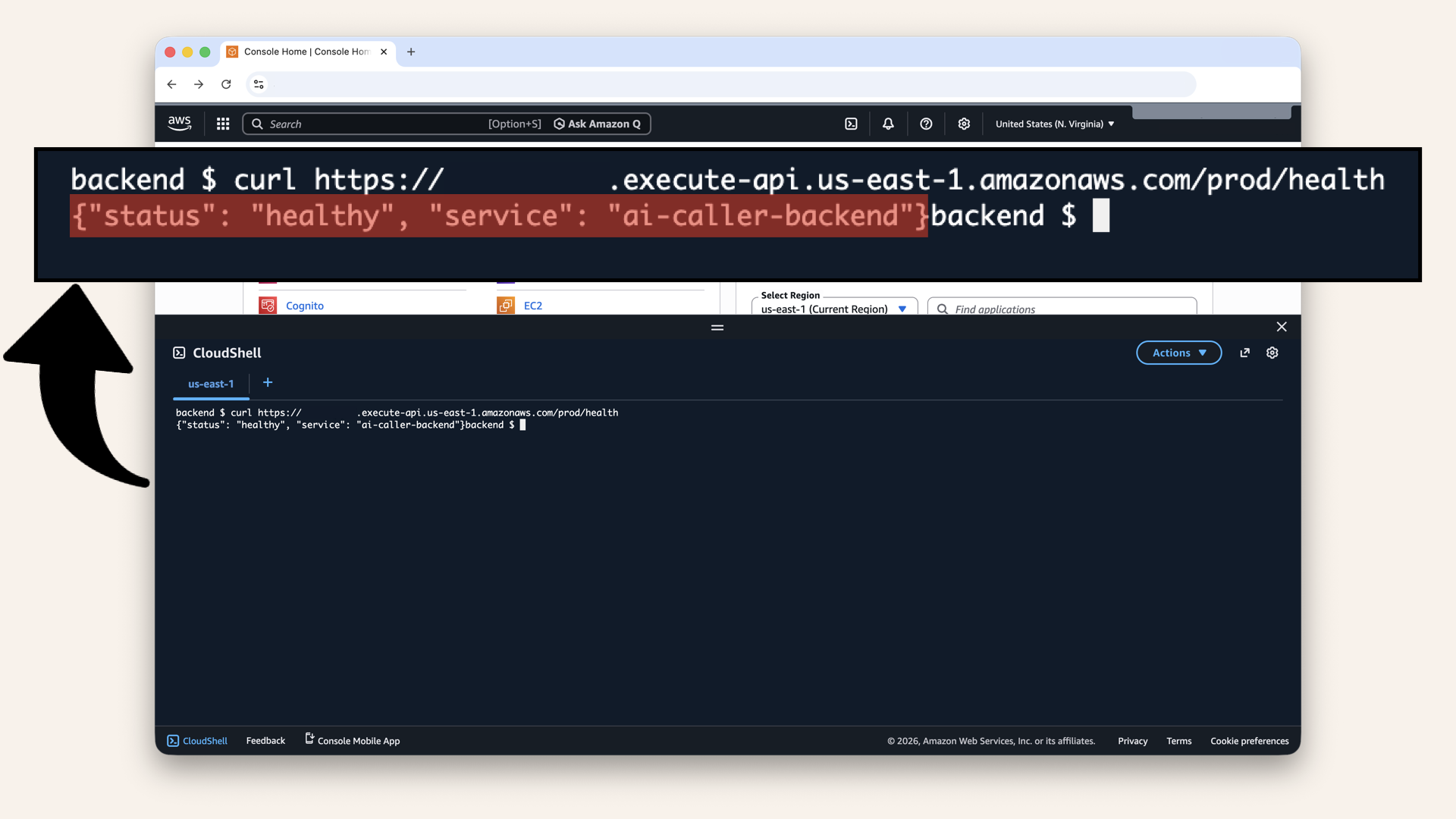 Health endpoint works