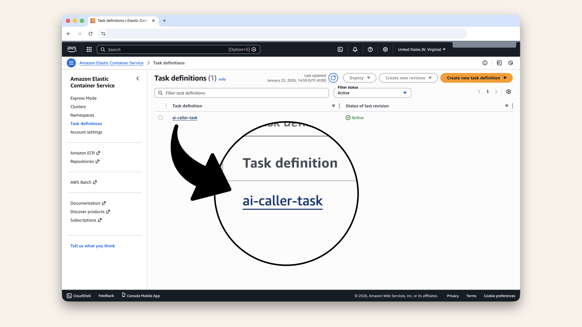 Click on your task ai-caller-task