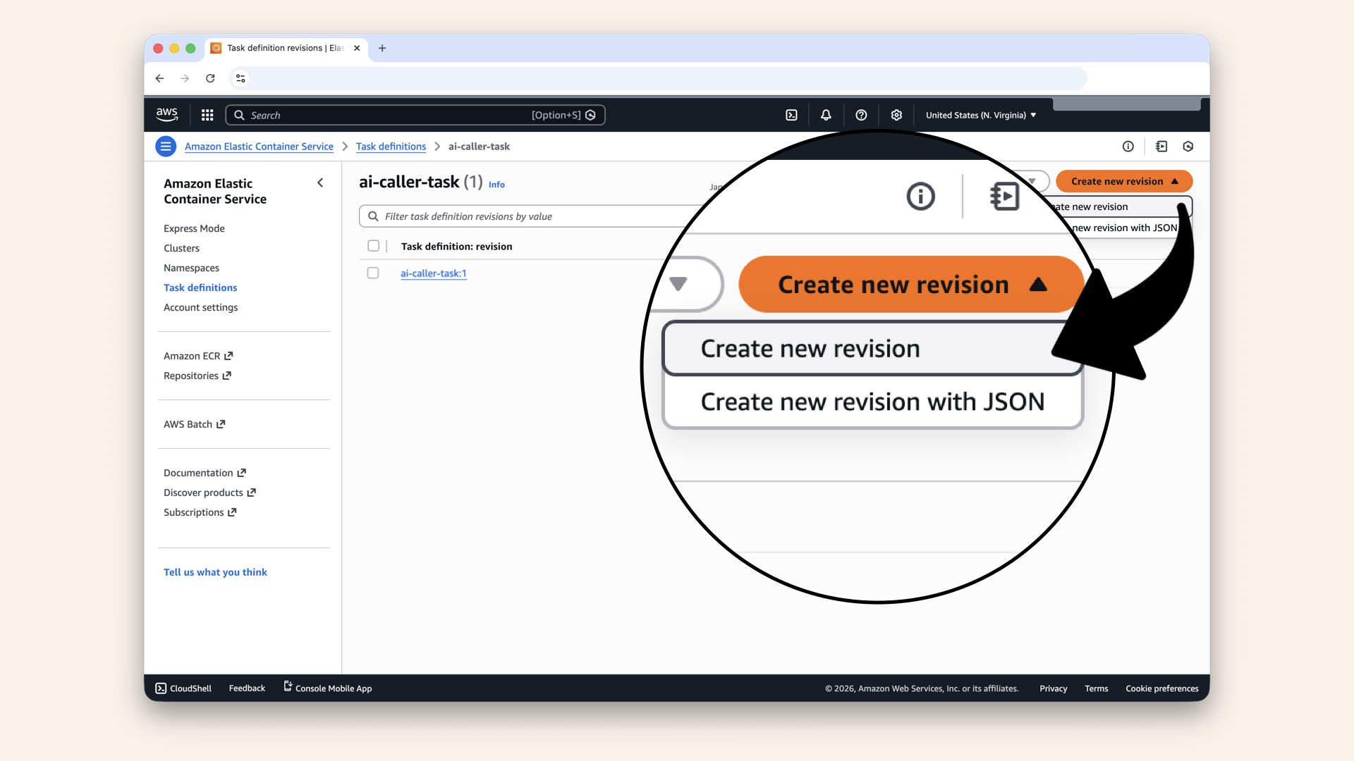Click Create new revision and click Create new revision in the dropdown