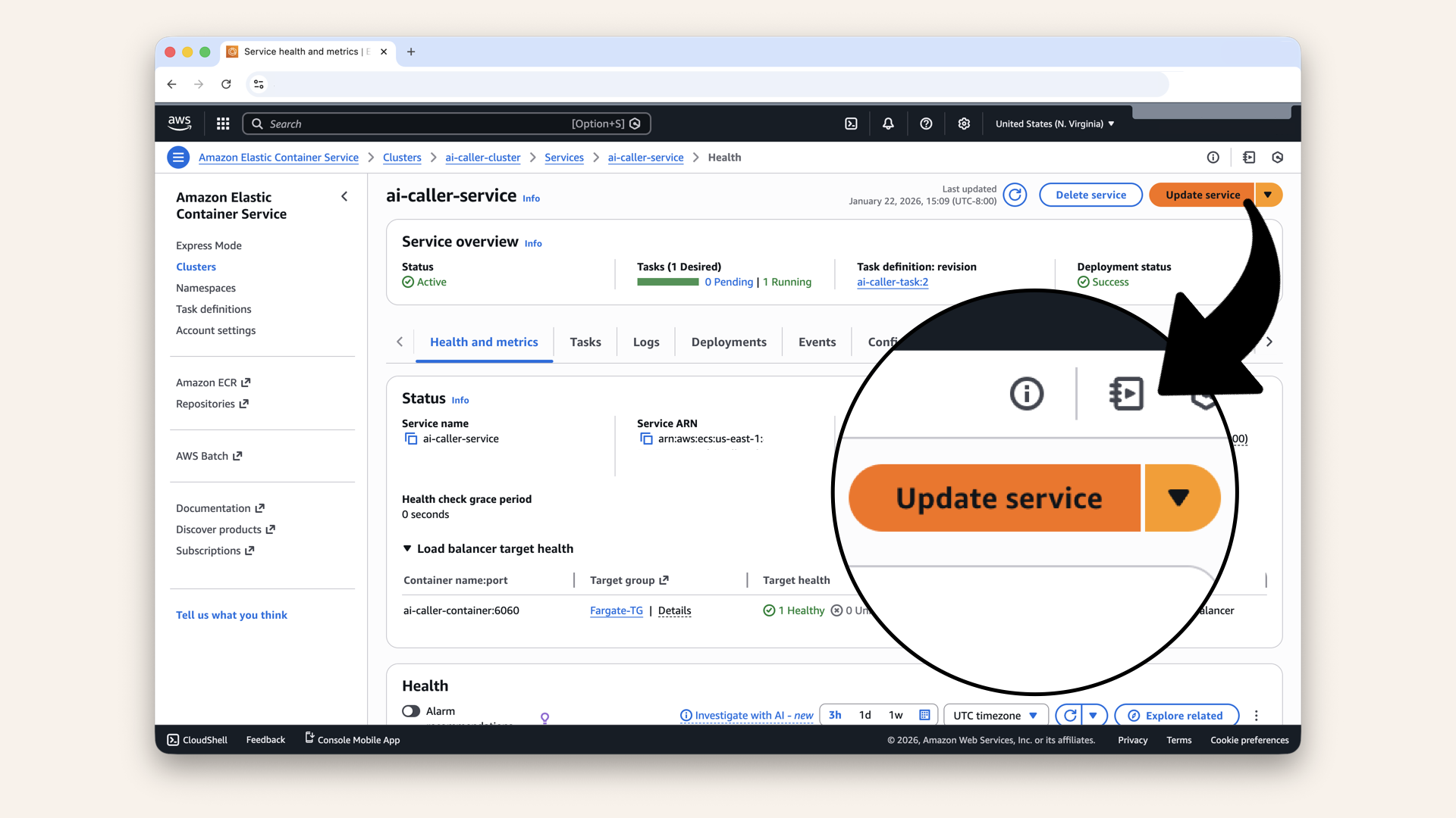 Click Update service