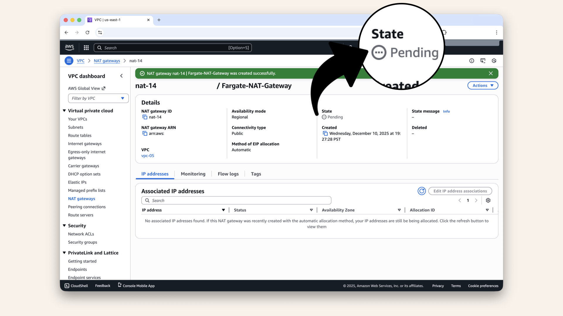 NAT Gateway takes 2-3 minutes to provision NAT Gateway takes 2-3 minutes to provision