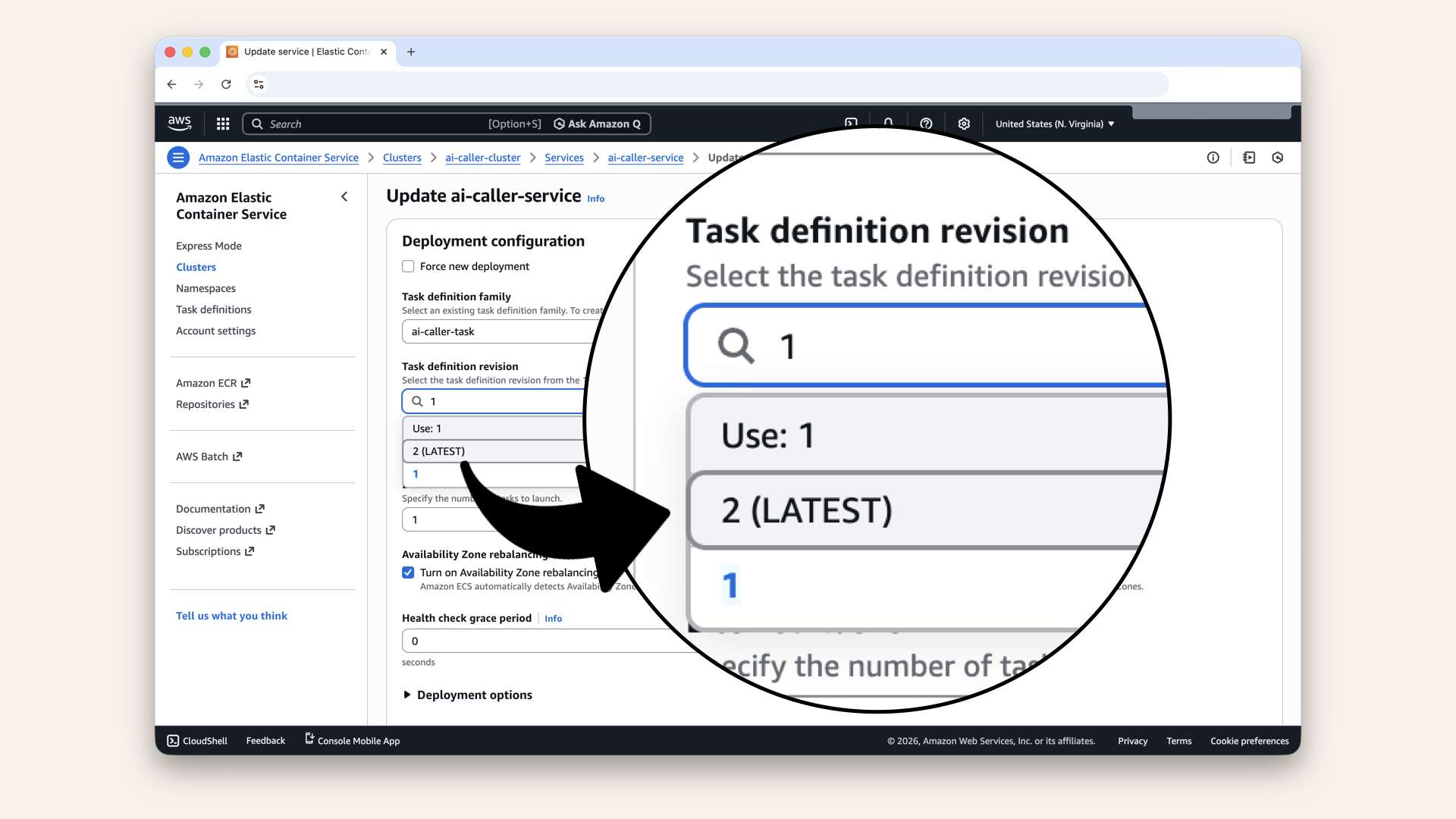 In the Revision dropdown, select the new revision (highest number)