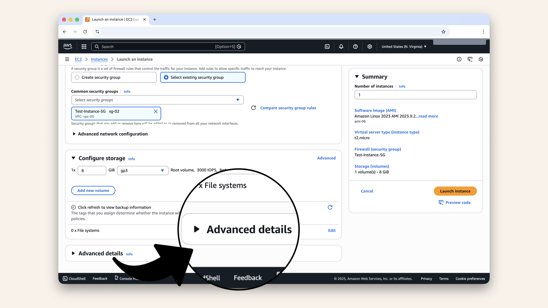 Scroll down to Advanced details Scroll down to Advanced details