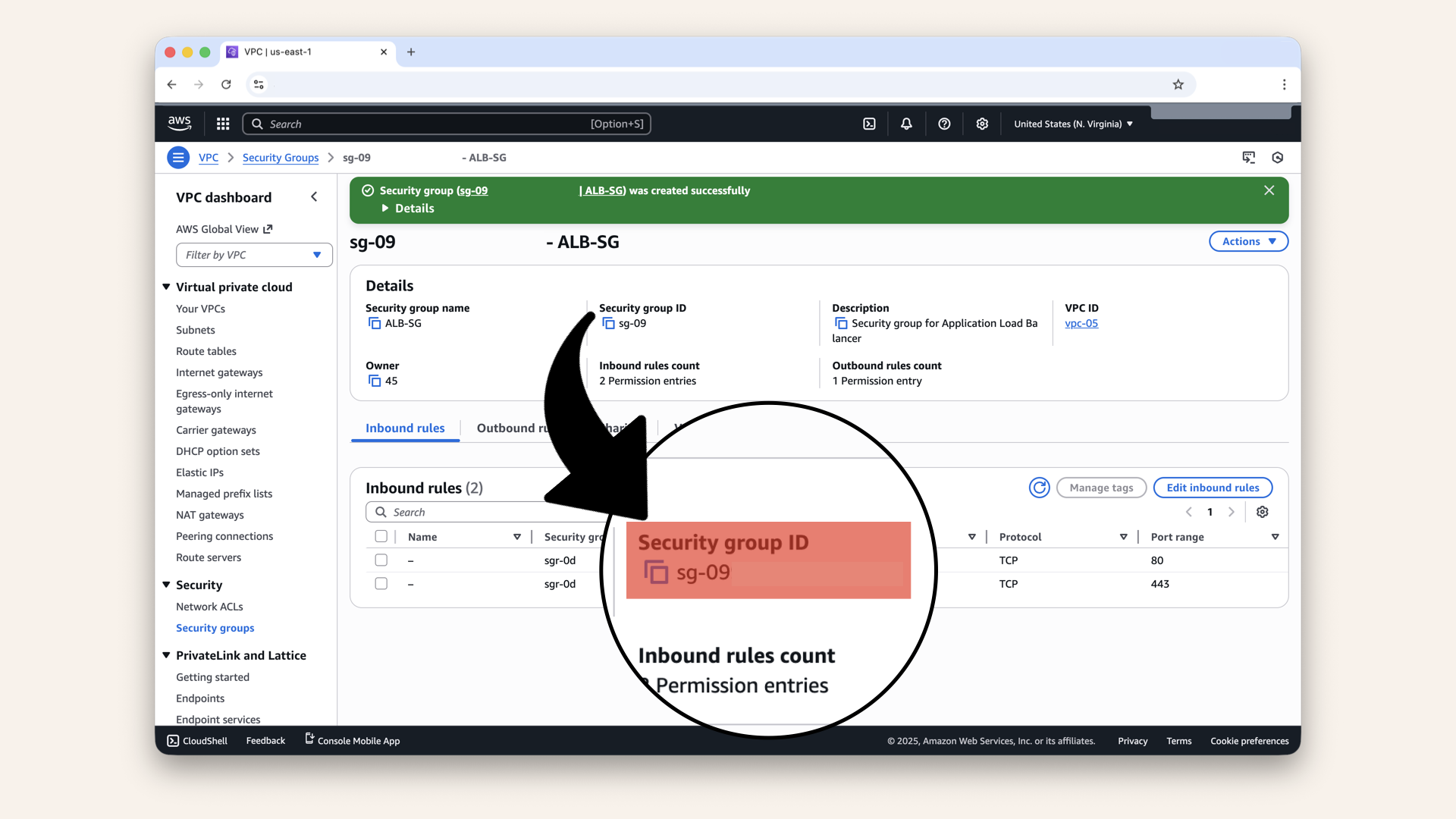Note the Security Group ID - well need it for the next step Note the Security Group ID - well need it for the next step