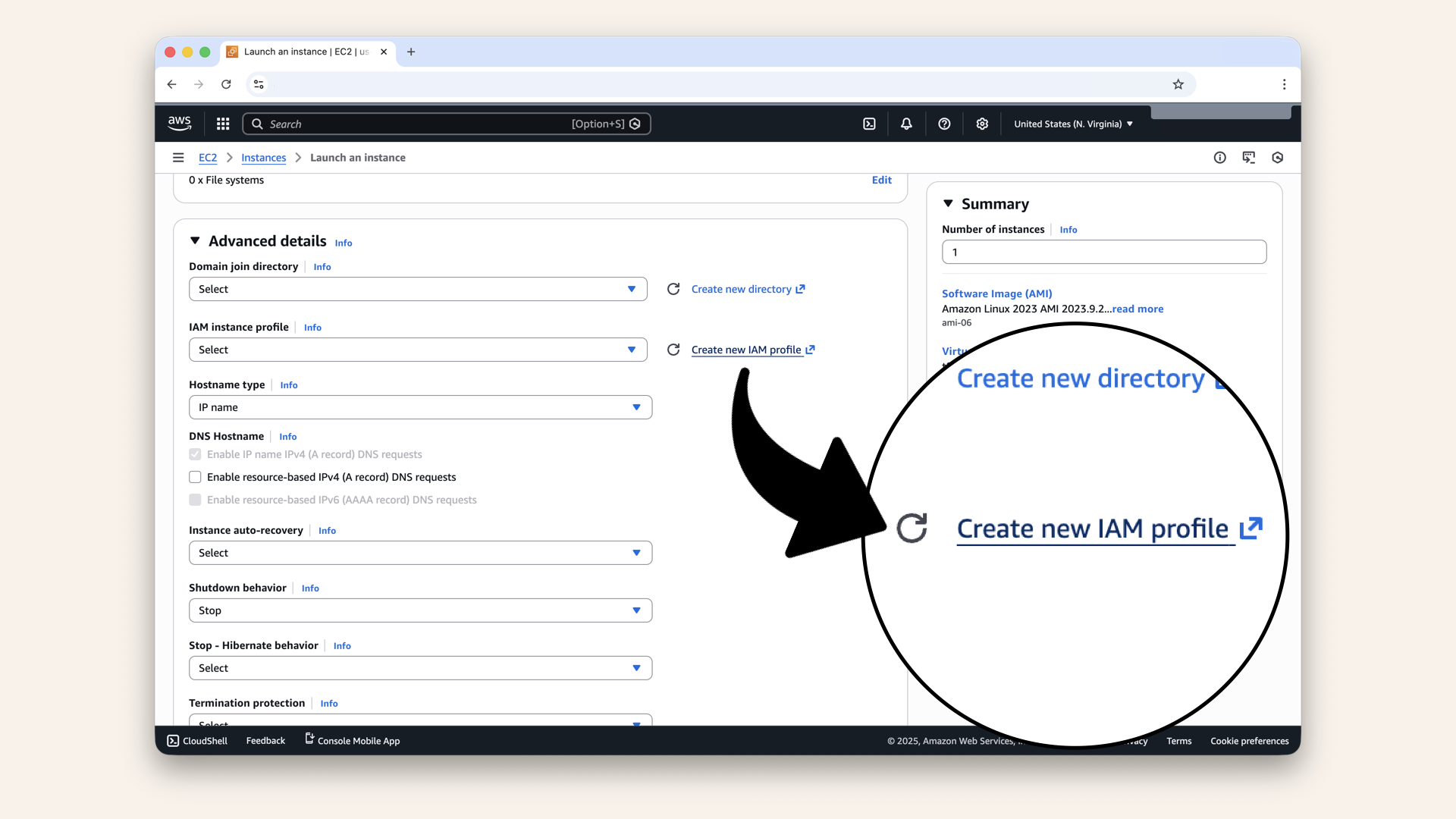Click Create new IAM profile Click Create new IAM profile