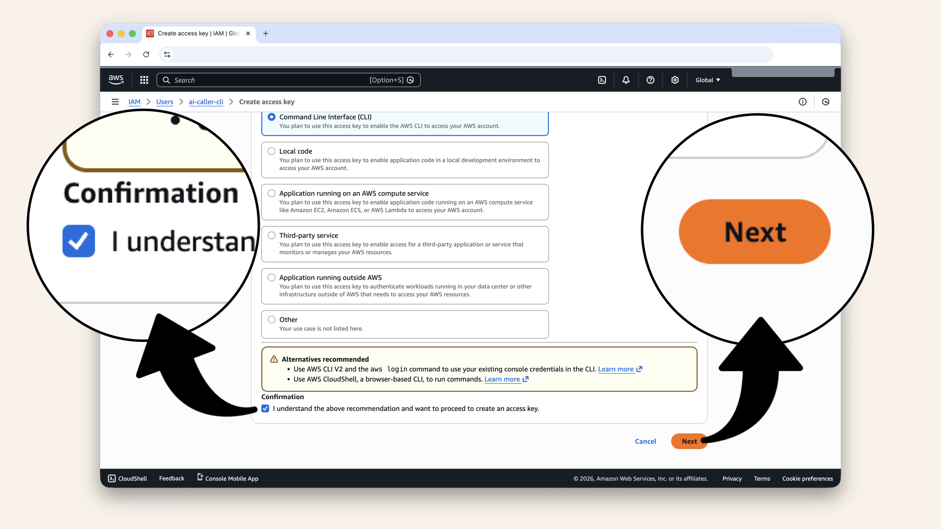 Scroll down and check the confirmation box and click Next