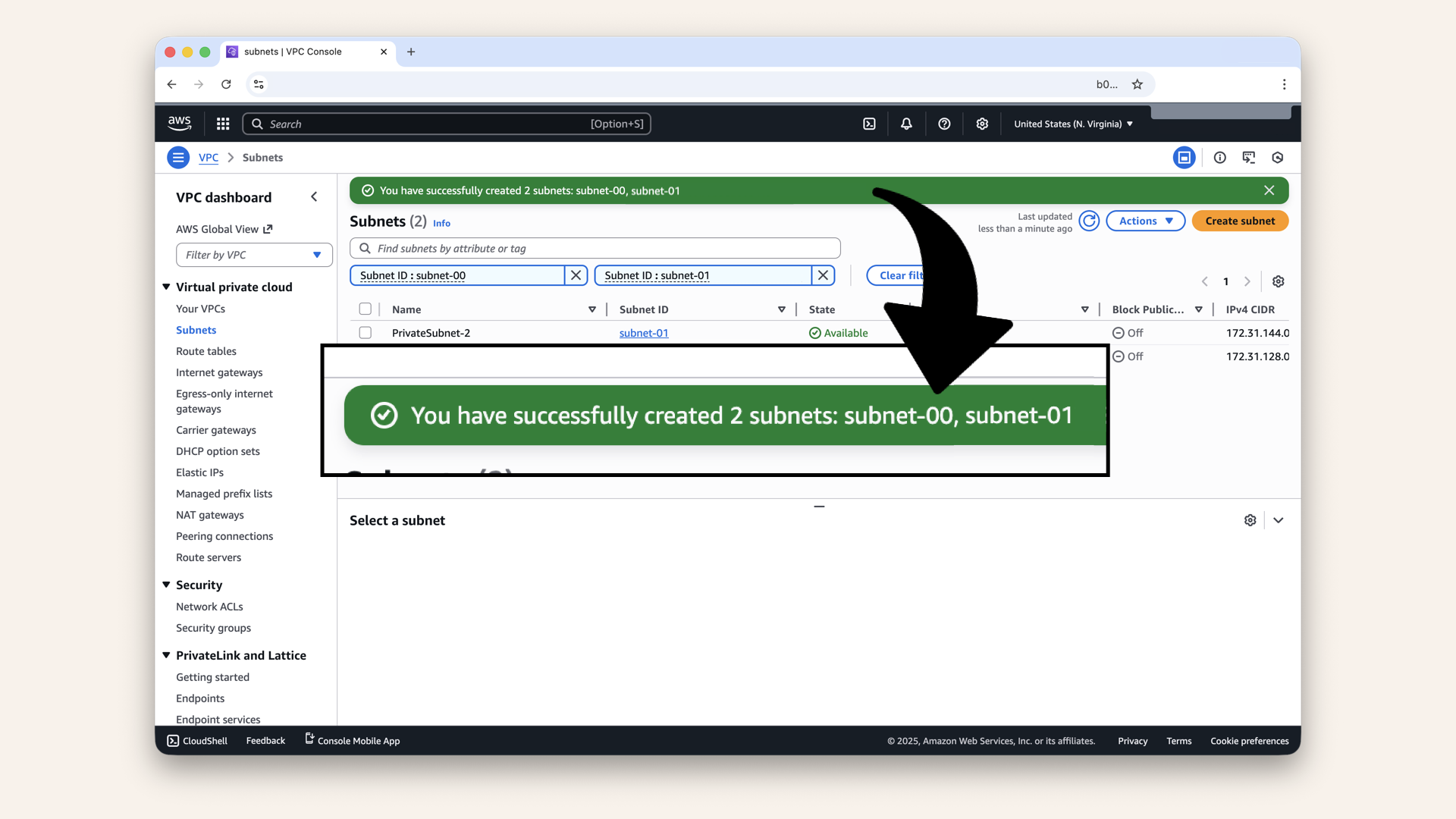 Done, you have 4 new subnets Done, you have now 4 new subnets