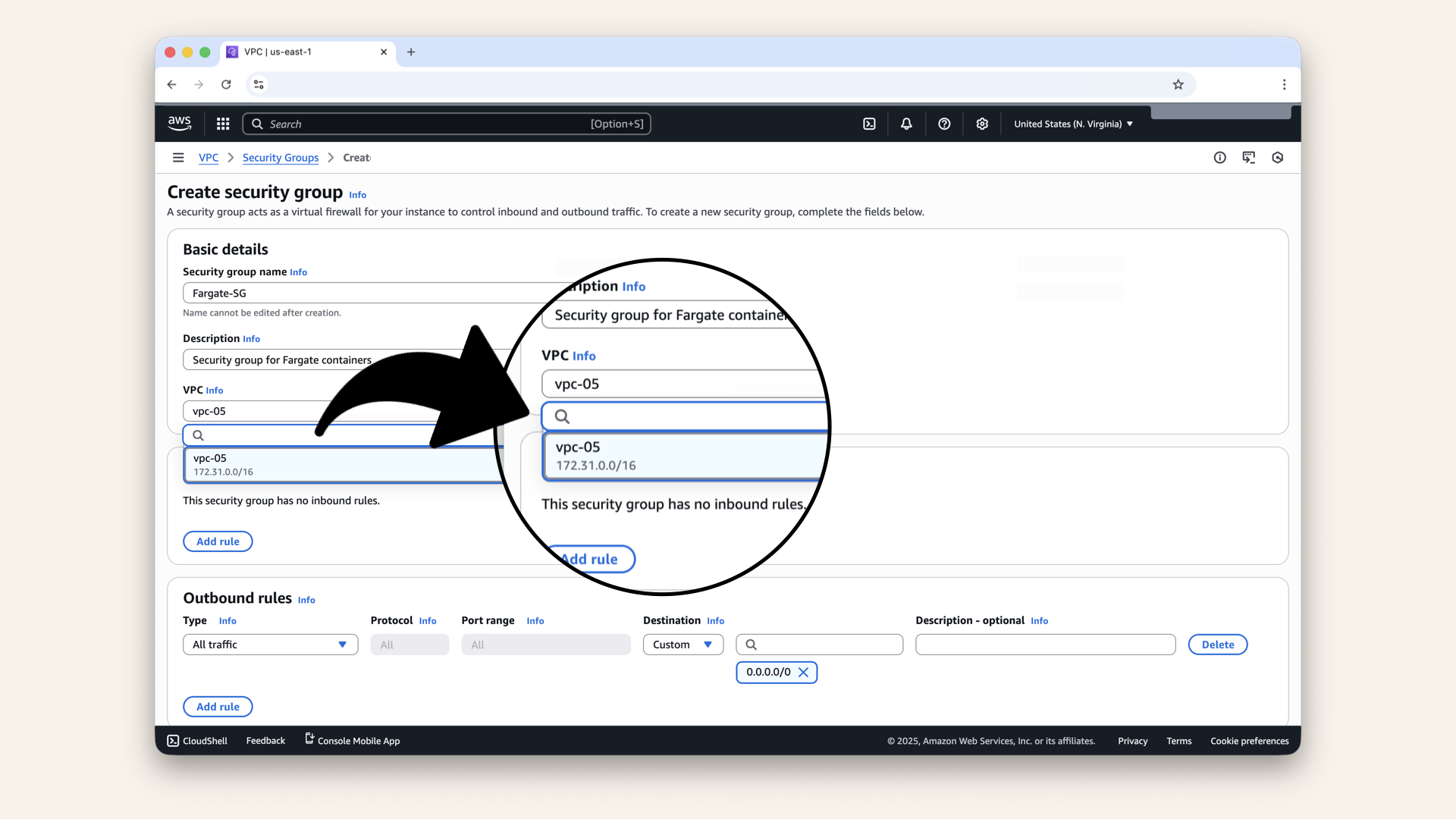 Fill in the basic details and select your VPC Fill in the basic details and select your VPC