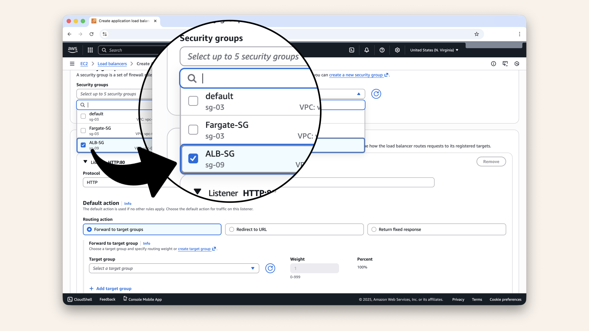 Search for and select ALB-SG (created on Day 7)