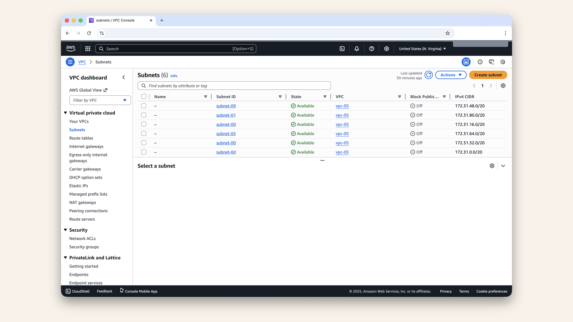 You'll see existing subnets You'll see existing subnets