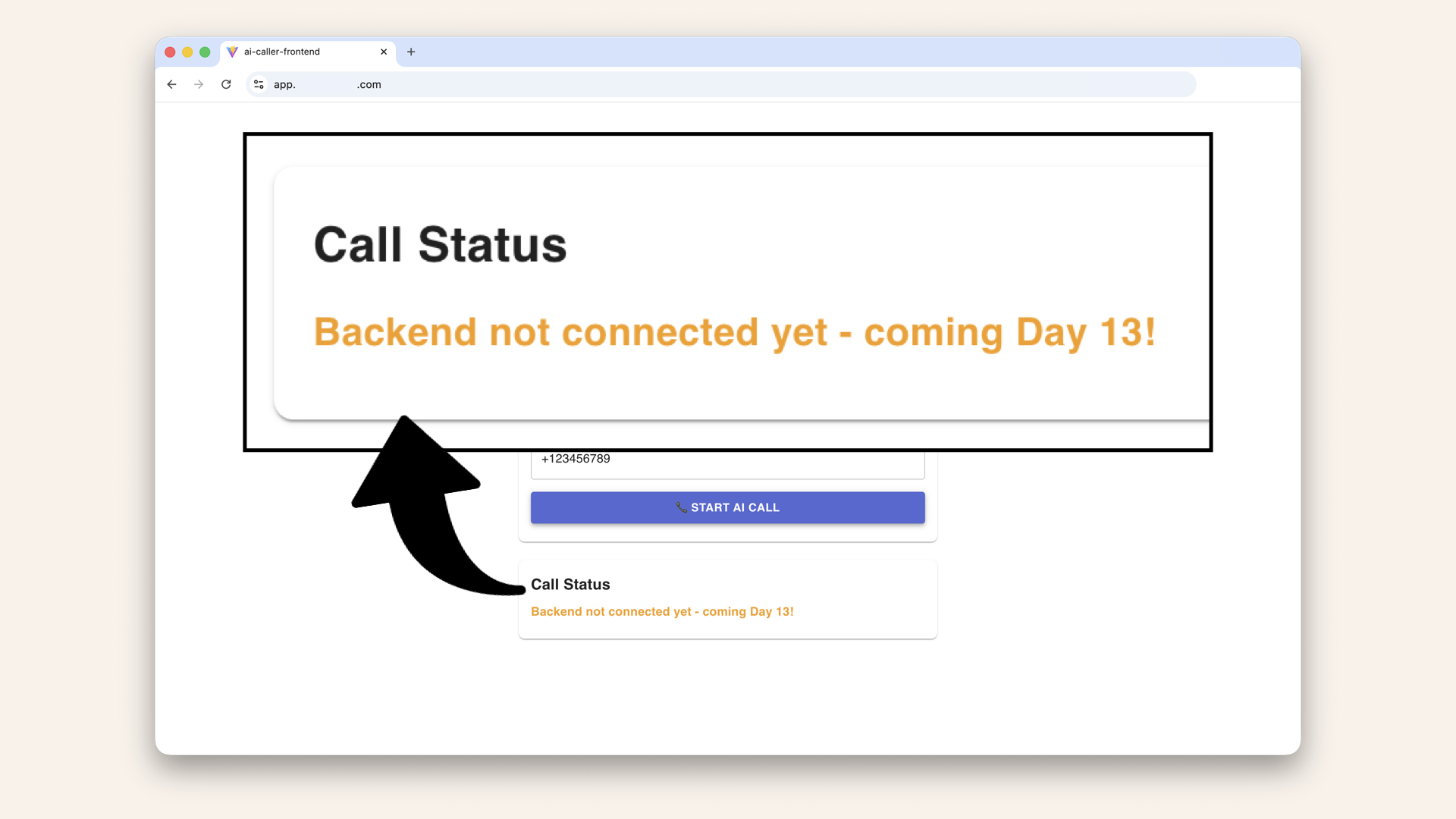 Enter a phone number and click Start AI Call