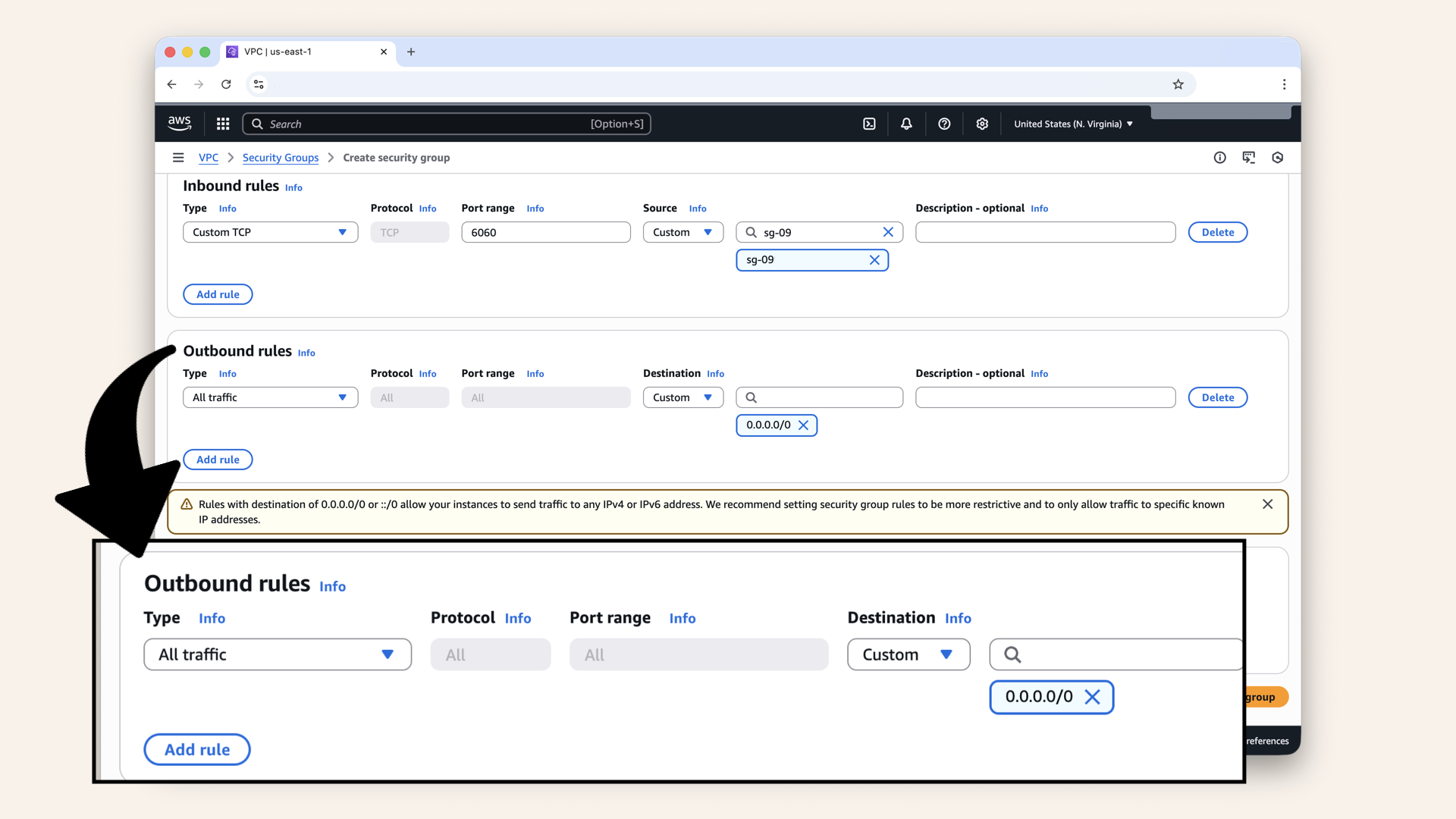 You will see the default rule, keep this rule You will see the default rule, keep this rule