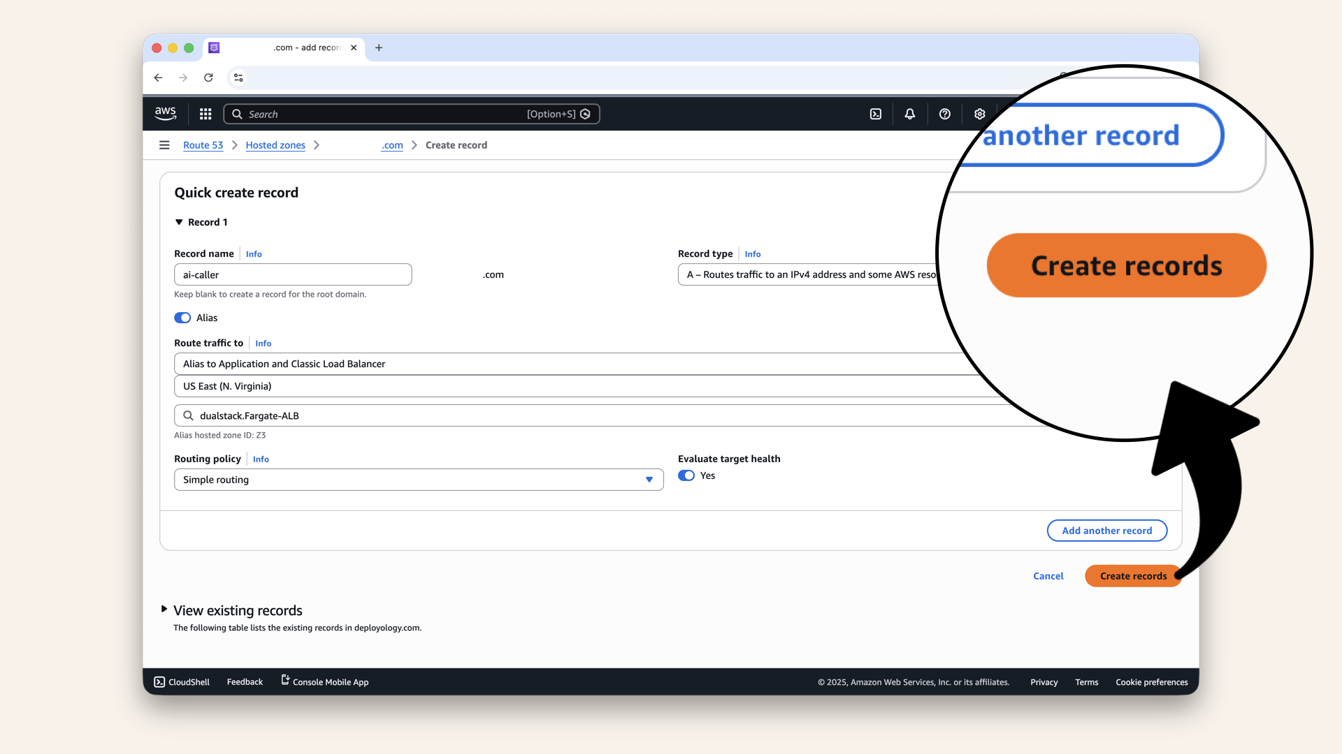 Scroll down and click Create records