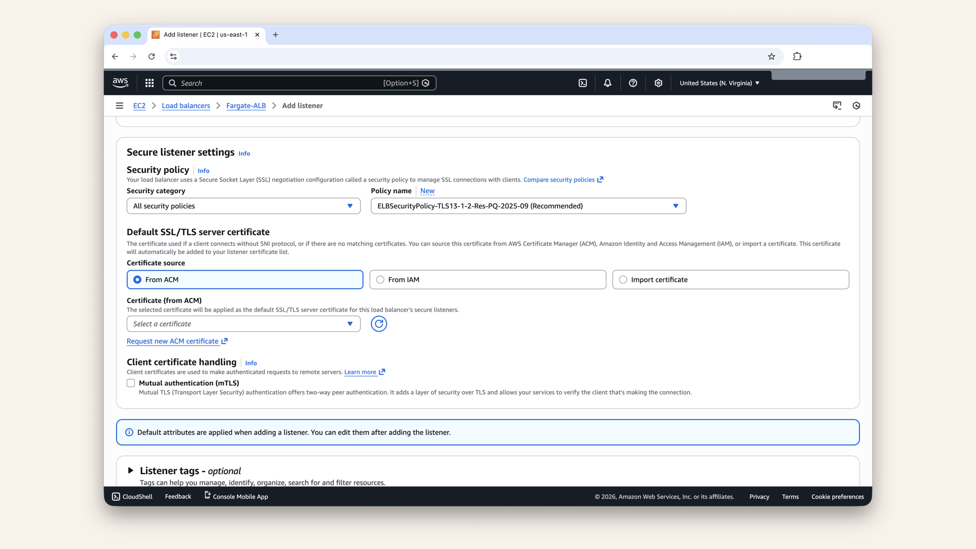 Scroll down to Secure listener settings