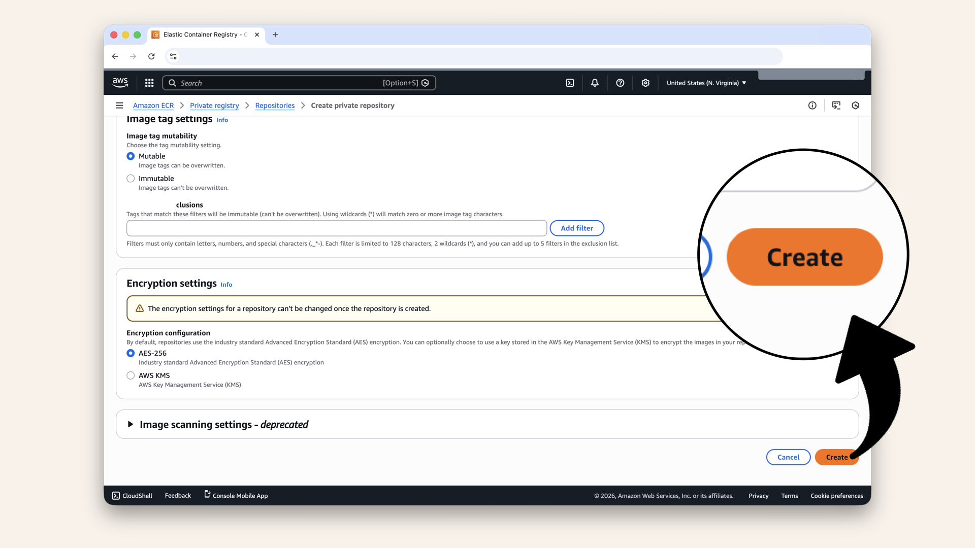 Scroll down and click Create