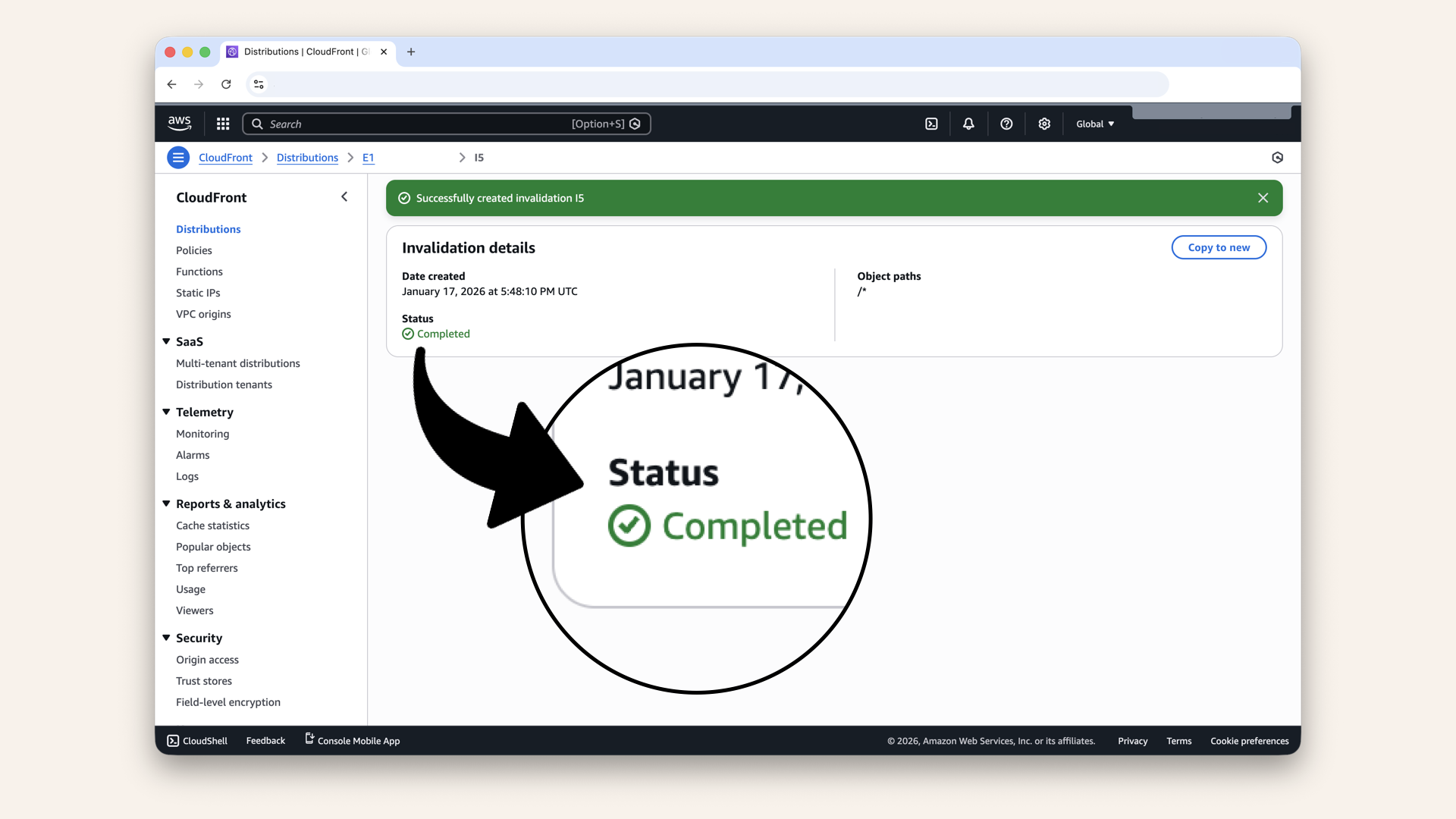 Wait 1-2 minutes until status changes to Completed