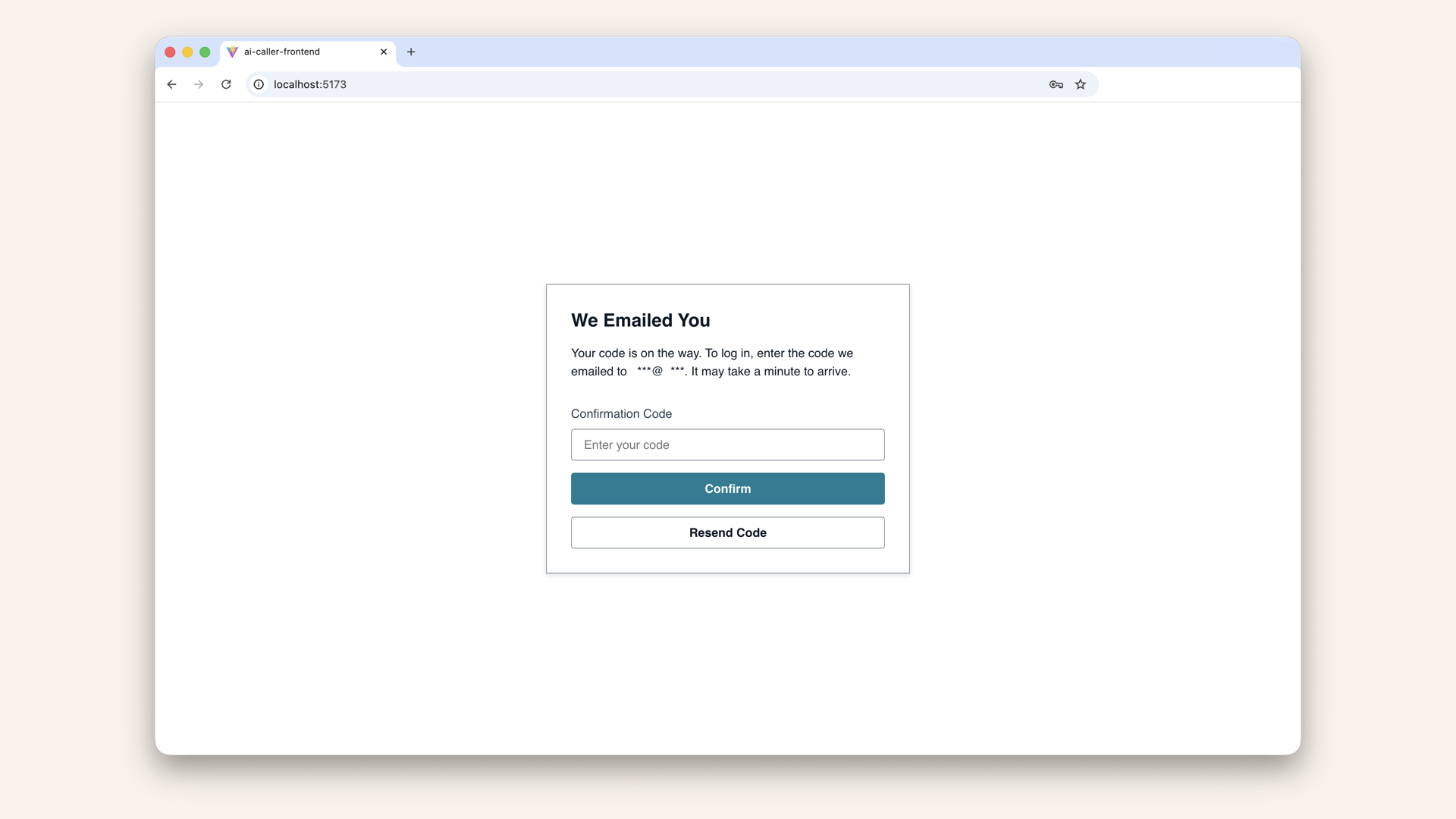 Check email for verification code