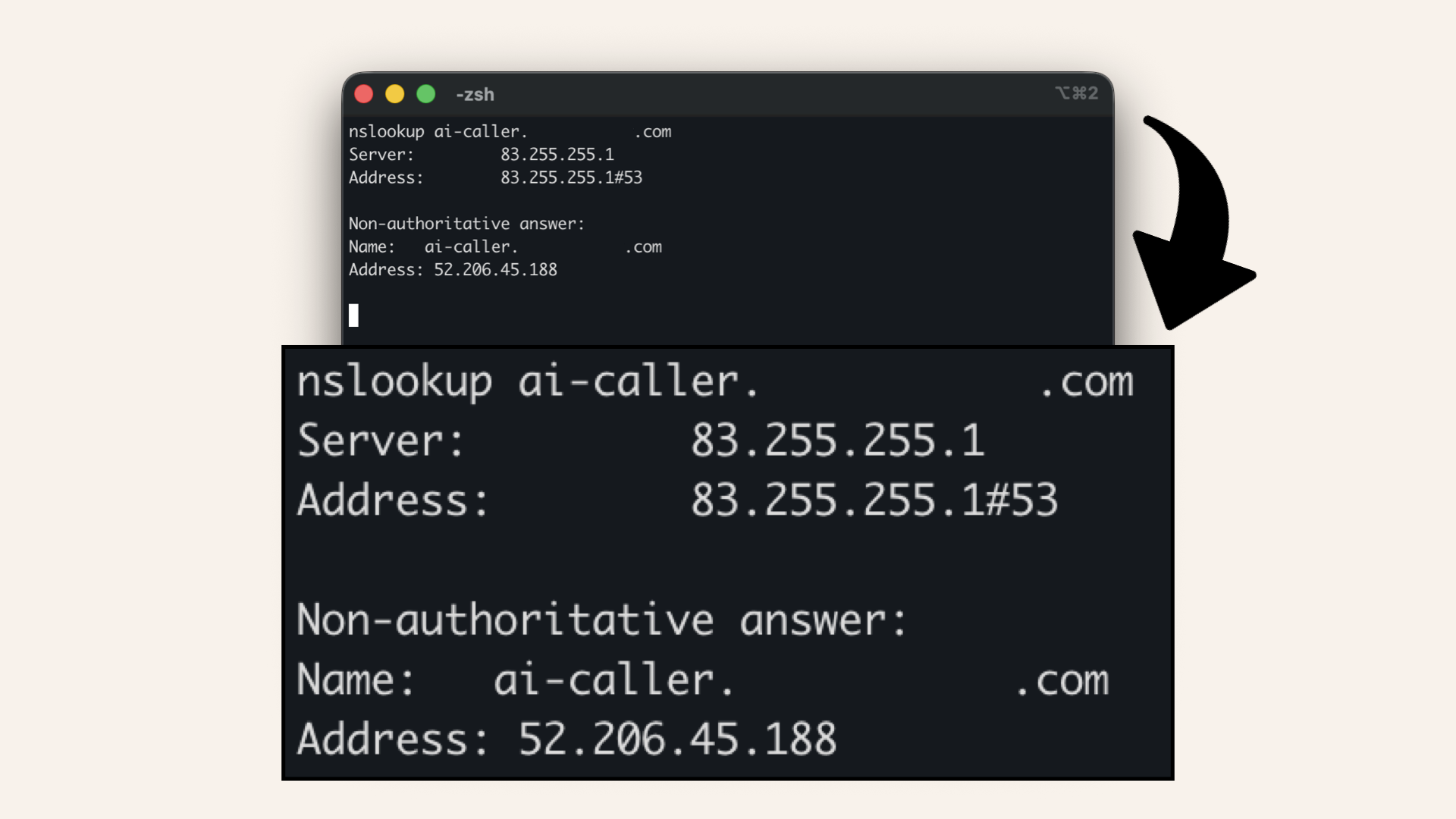 Expected nslookup output