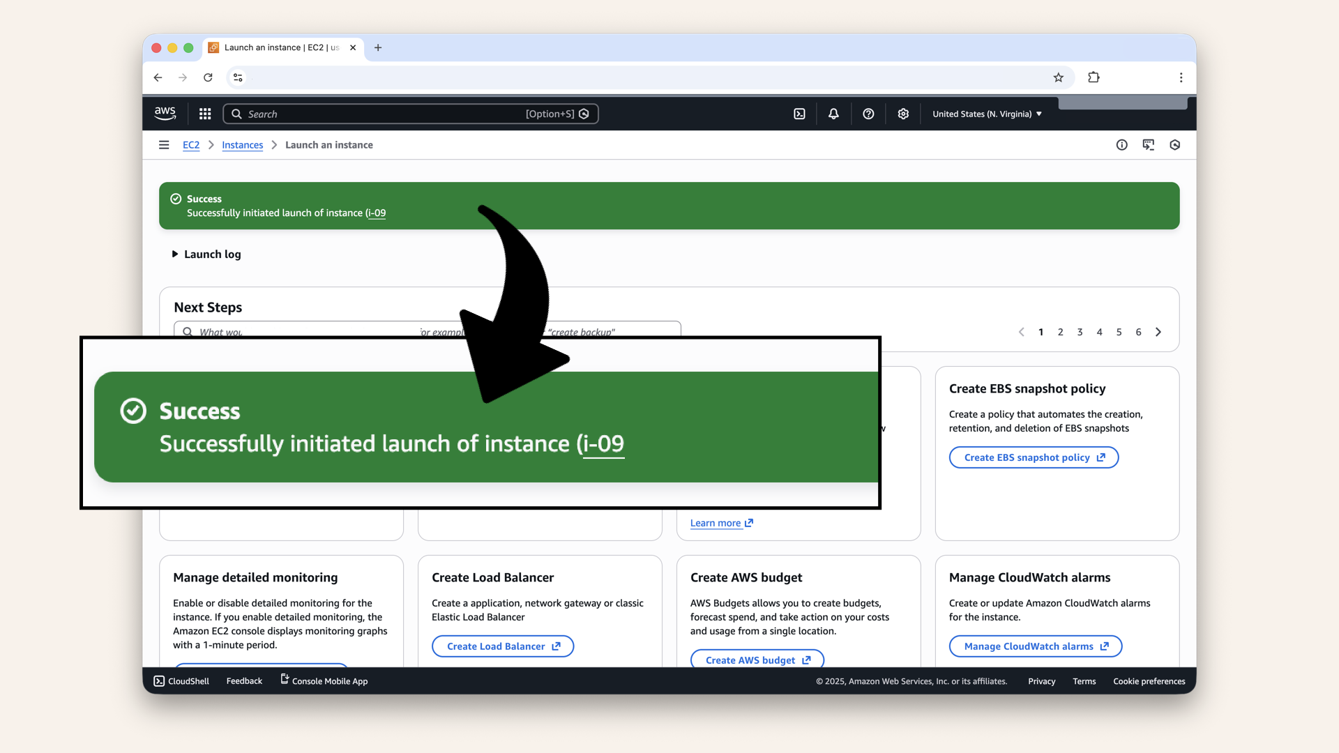 You should see: Successfully initiated launch of instance You should see: Successfully initiated launch of instance