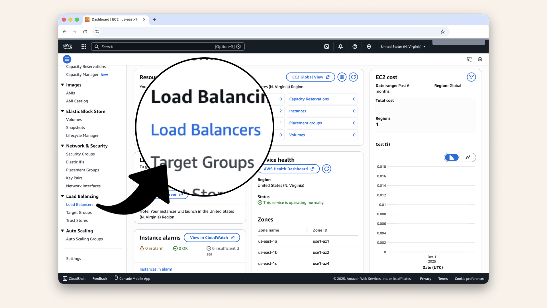 In the left menu, scroll down and click Load Balancers