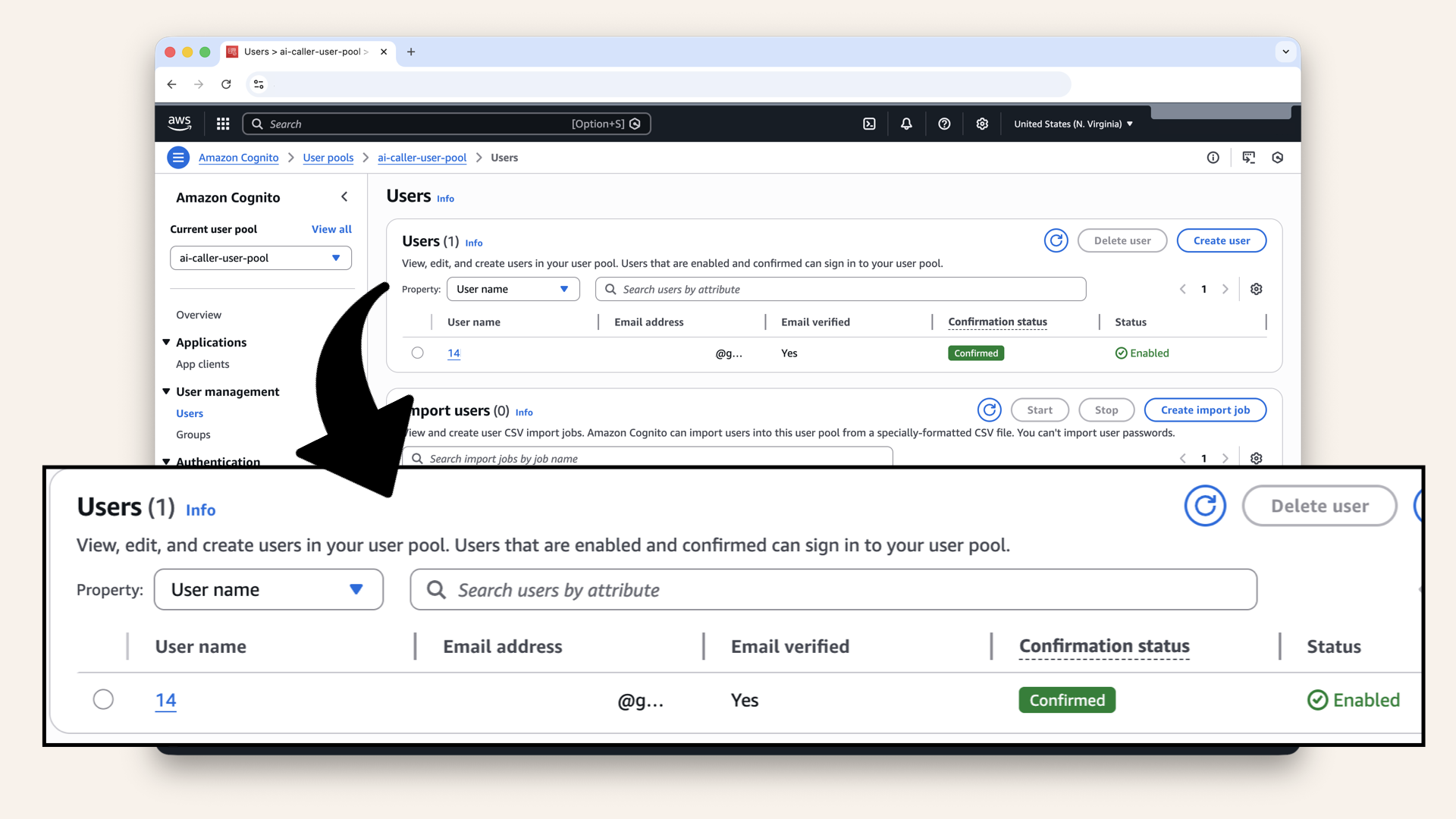 You should see the user you just created