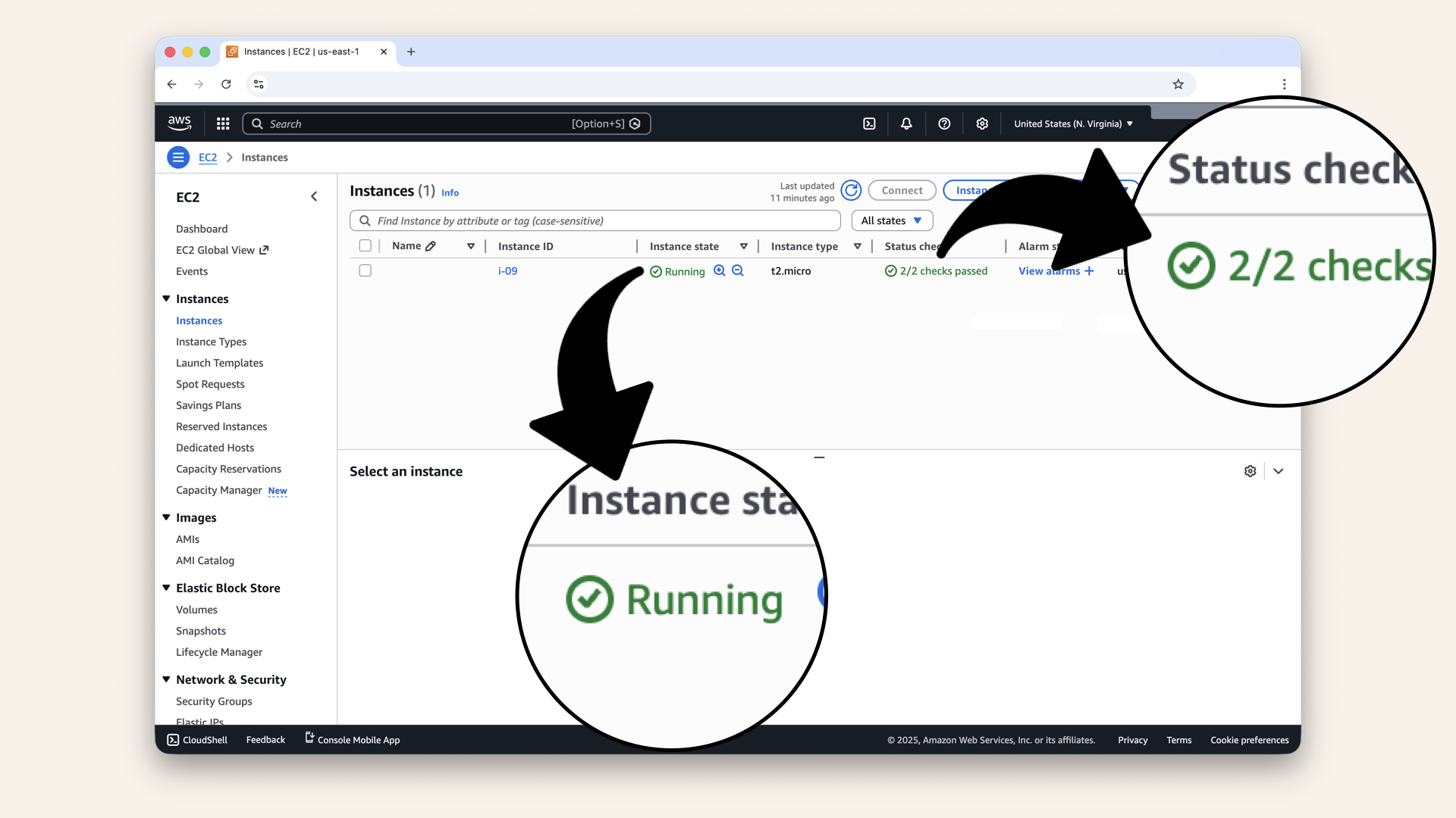 Once the instance shows Running and passes status checks Once the instance shows Running and passes status checks