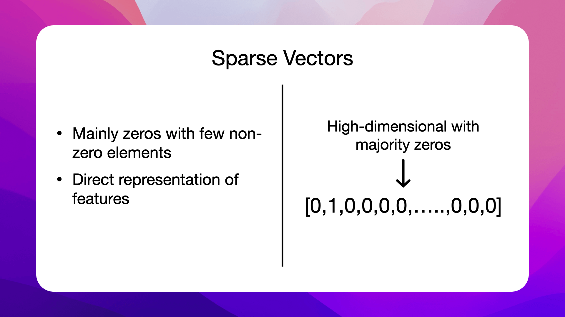 Sparse vectors