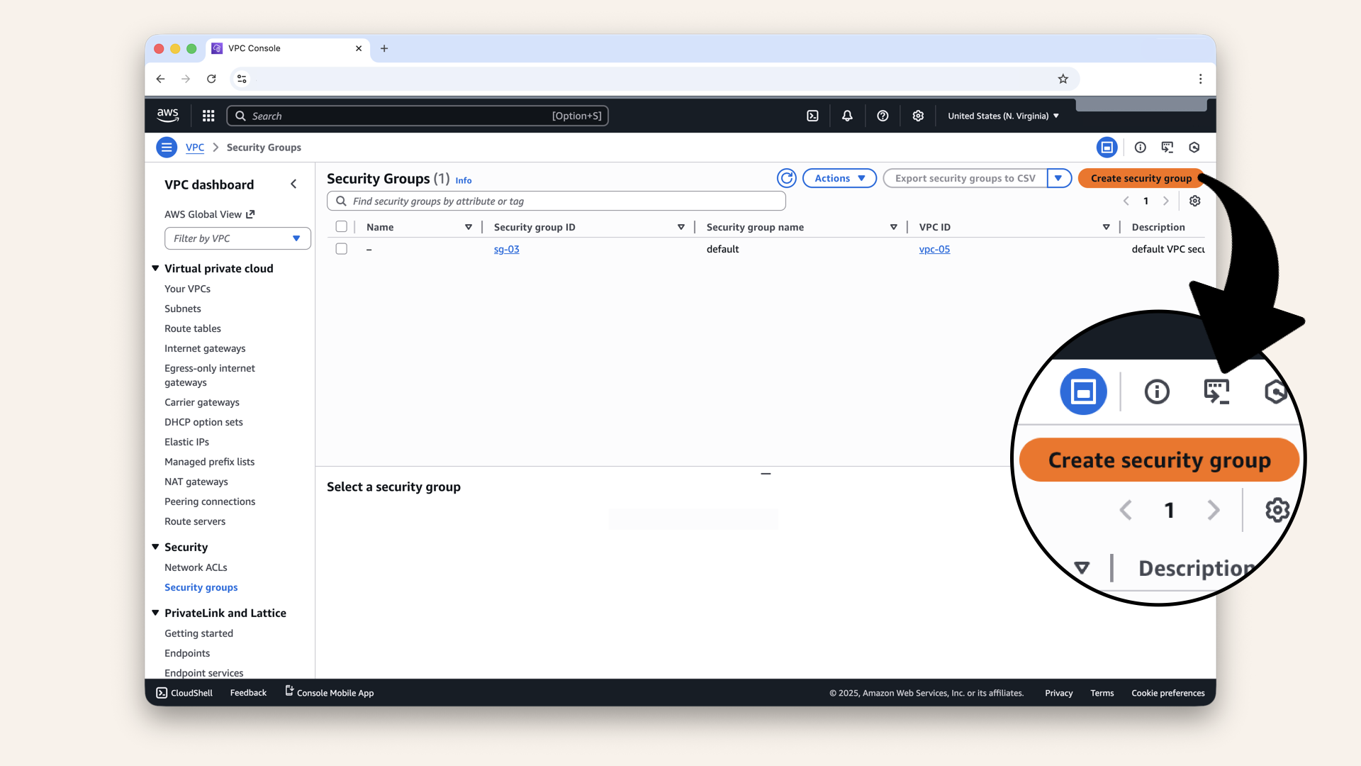 Click Create security group Click Create security group