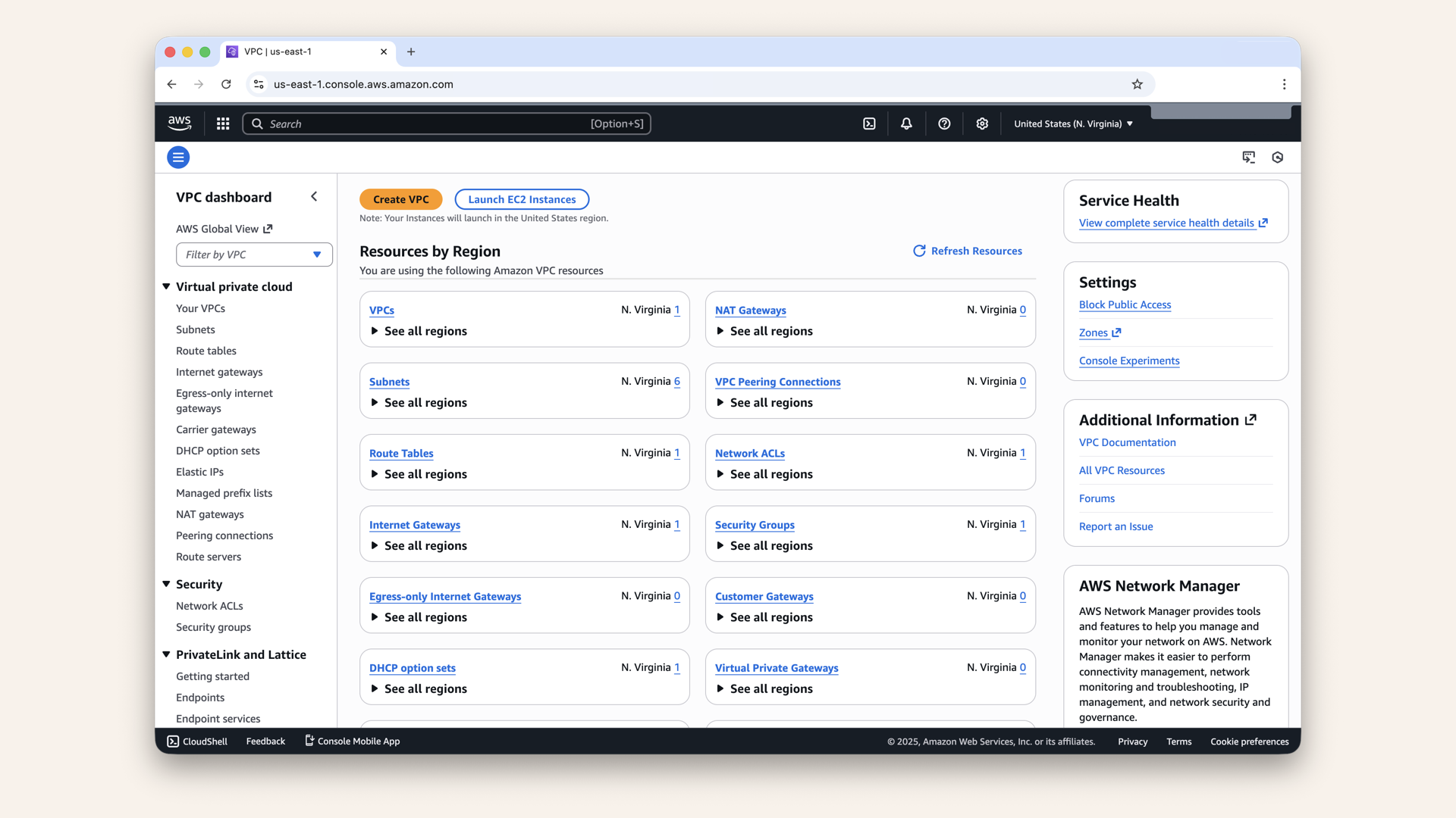 You&#39;ll see the VPC dashboard