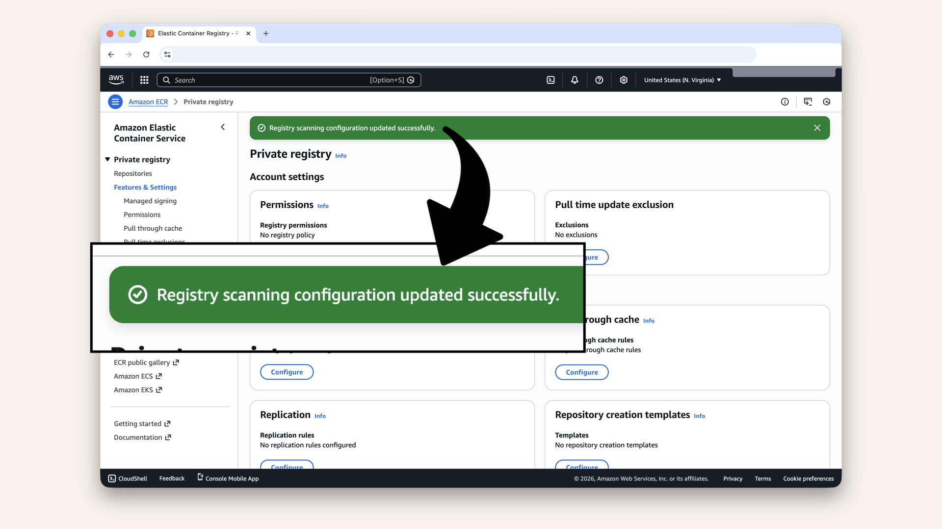 You should see Registry scanning updated successfully