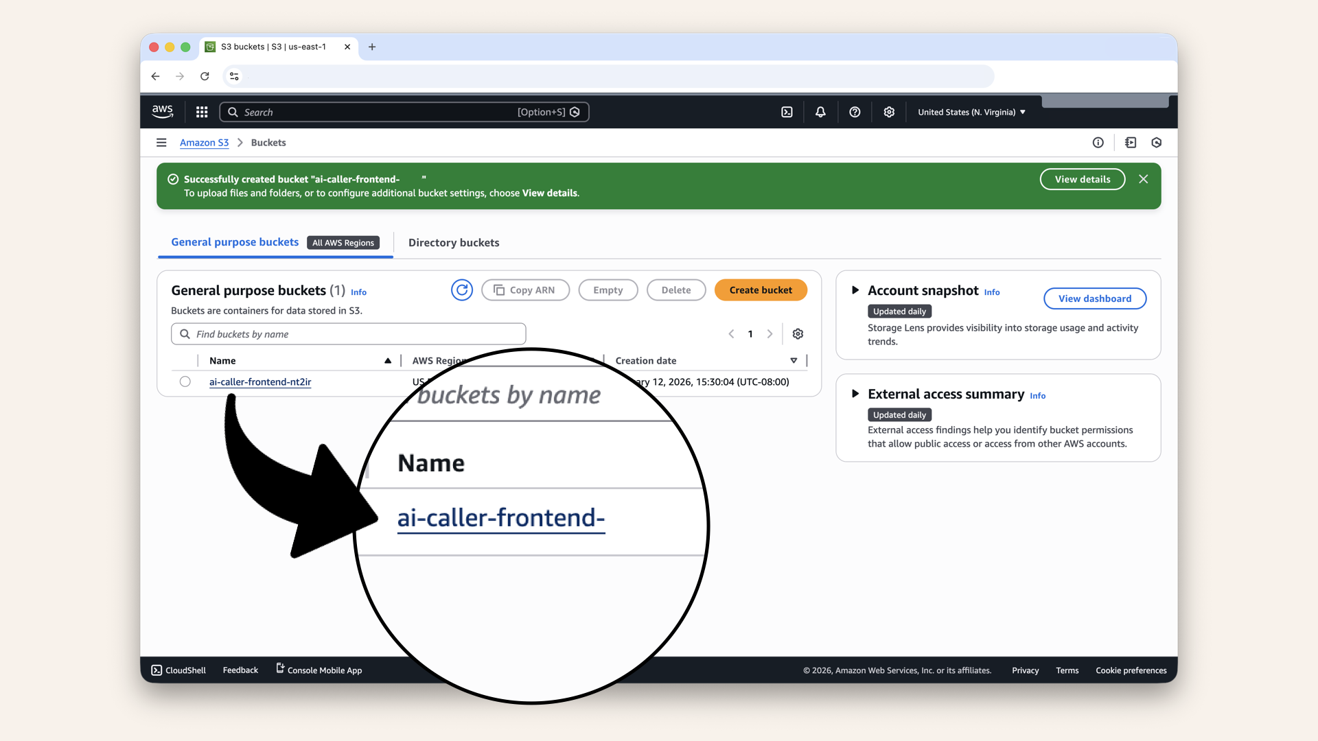 Click on your bucket