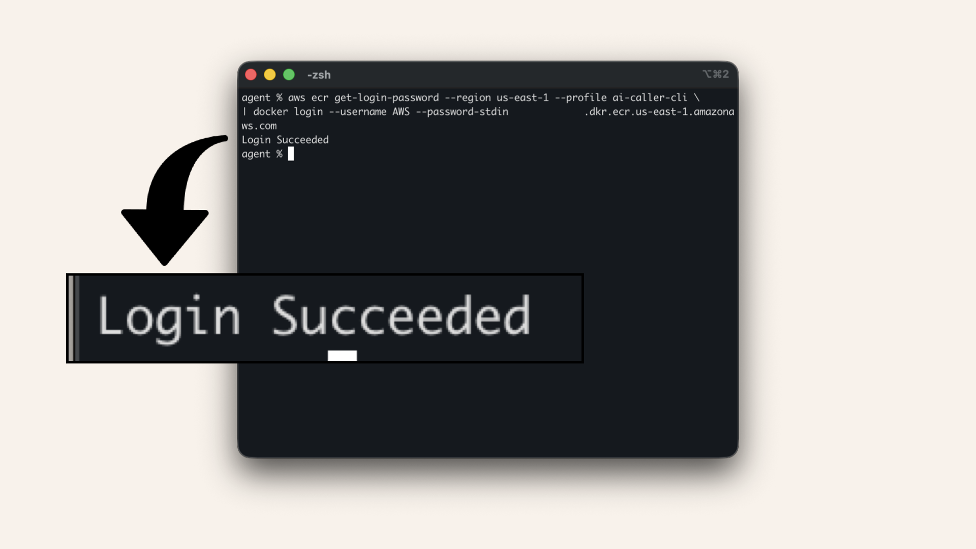 You should see: Login Succeeded