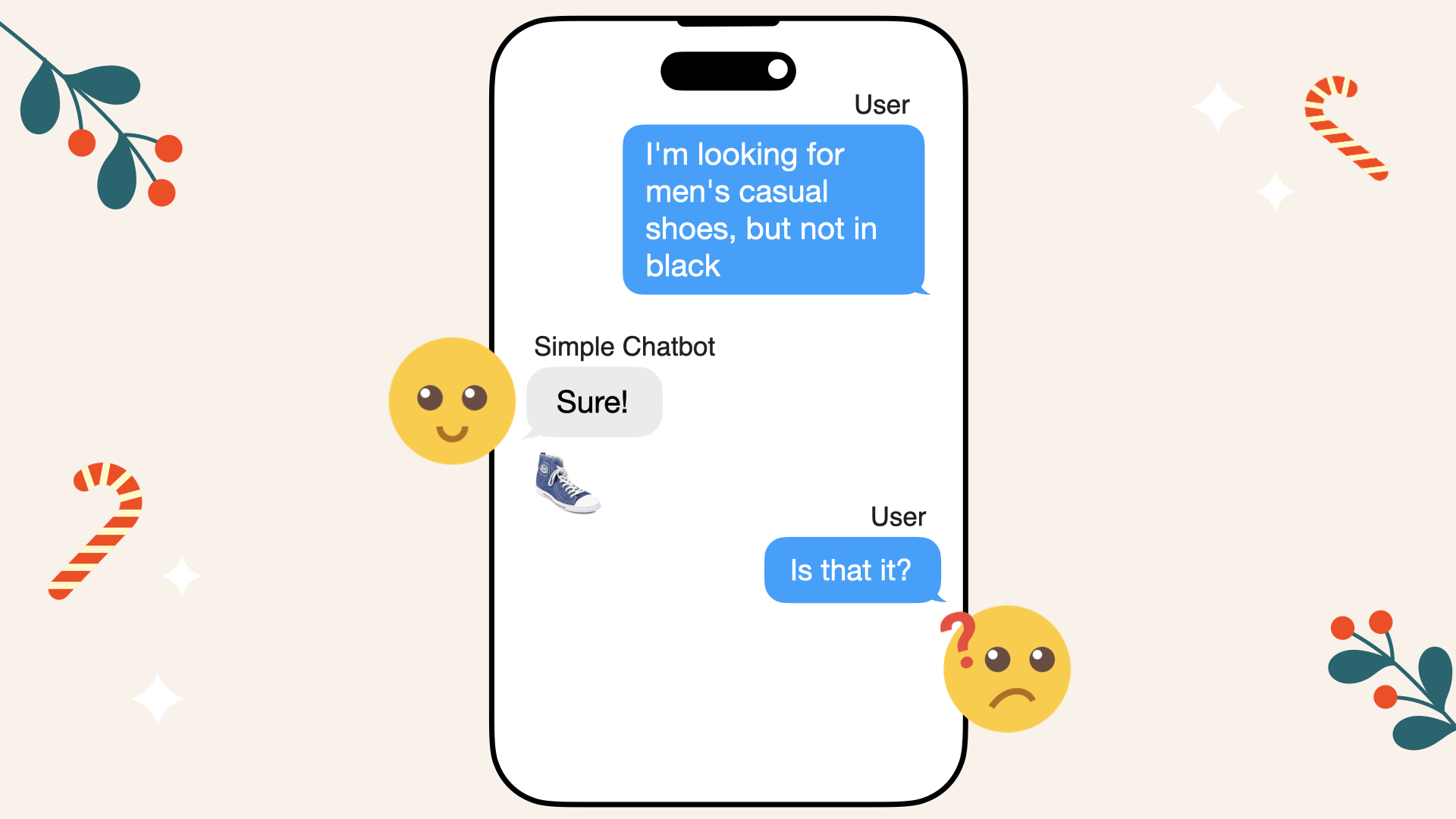 The naive chatbot found only one blue option