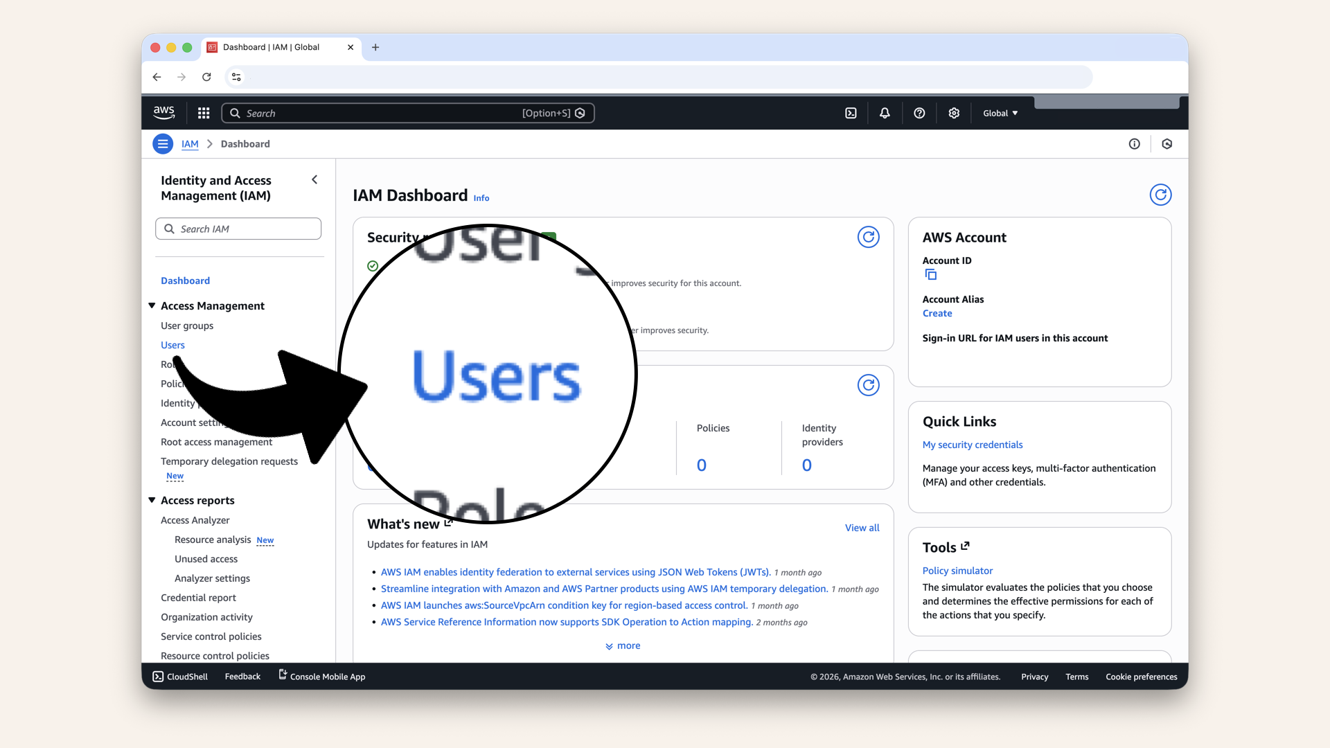 Click Users in the left sidebar