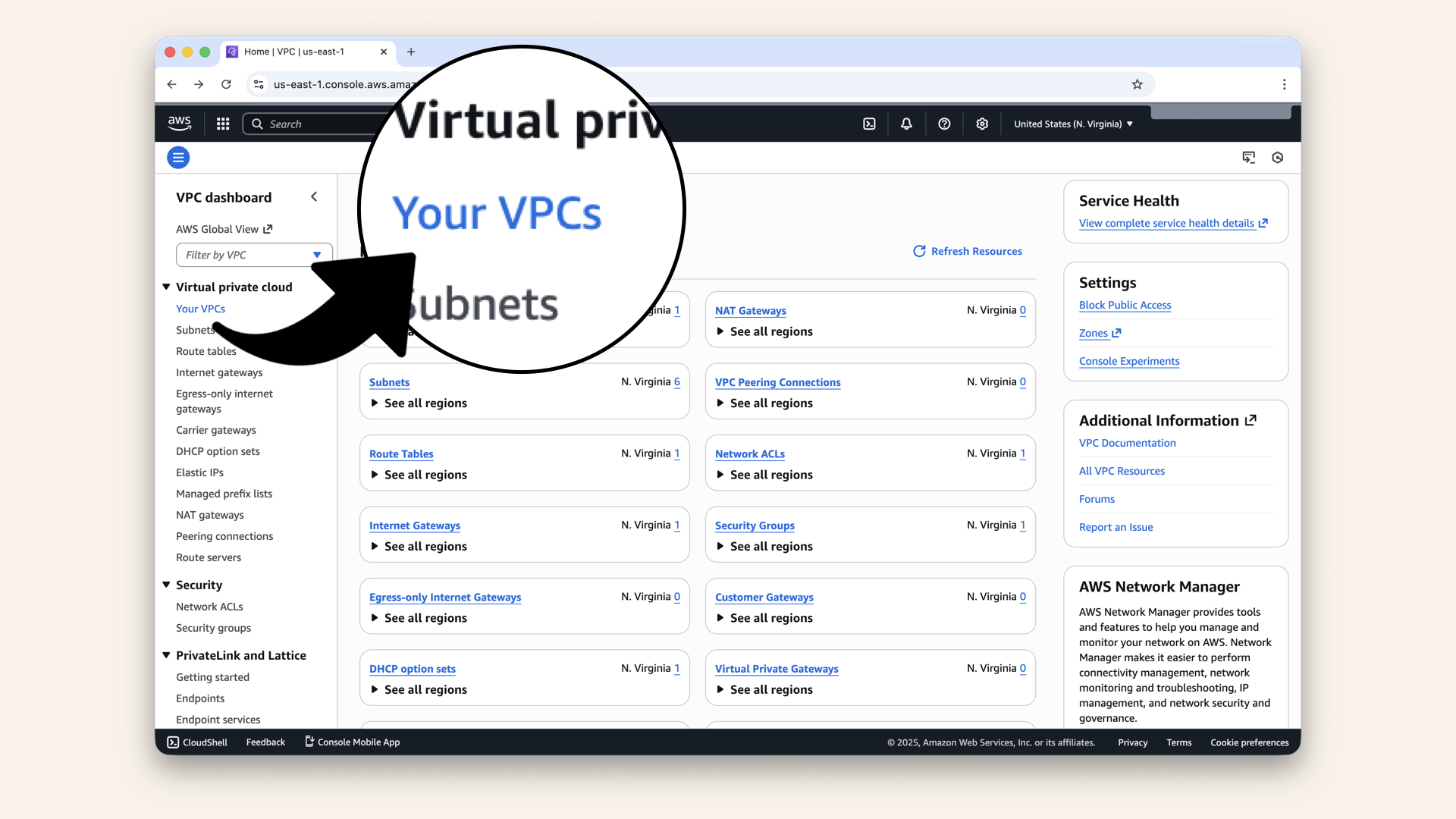 Click Your VPCs in the left menu