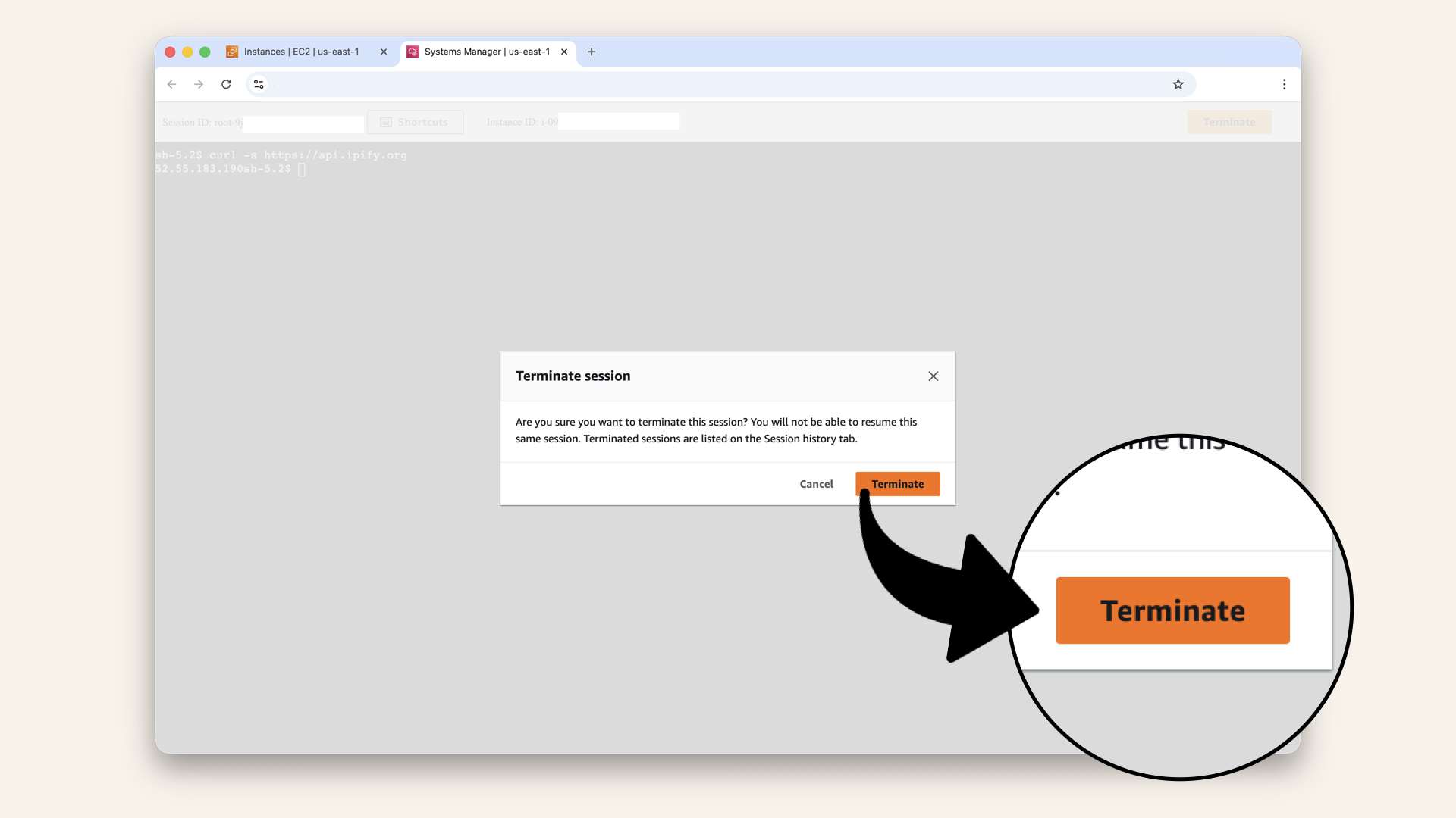Click Terminate to confirm Click Terminate to confirm