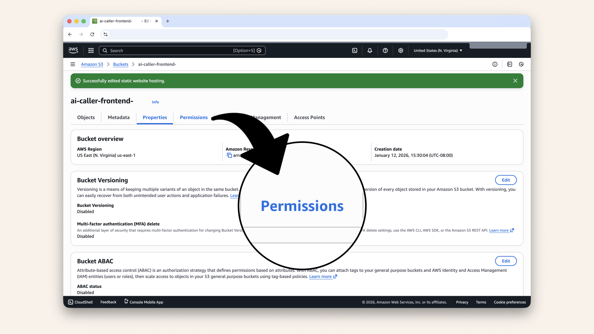 Scroll back upp and click the Permissions tab