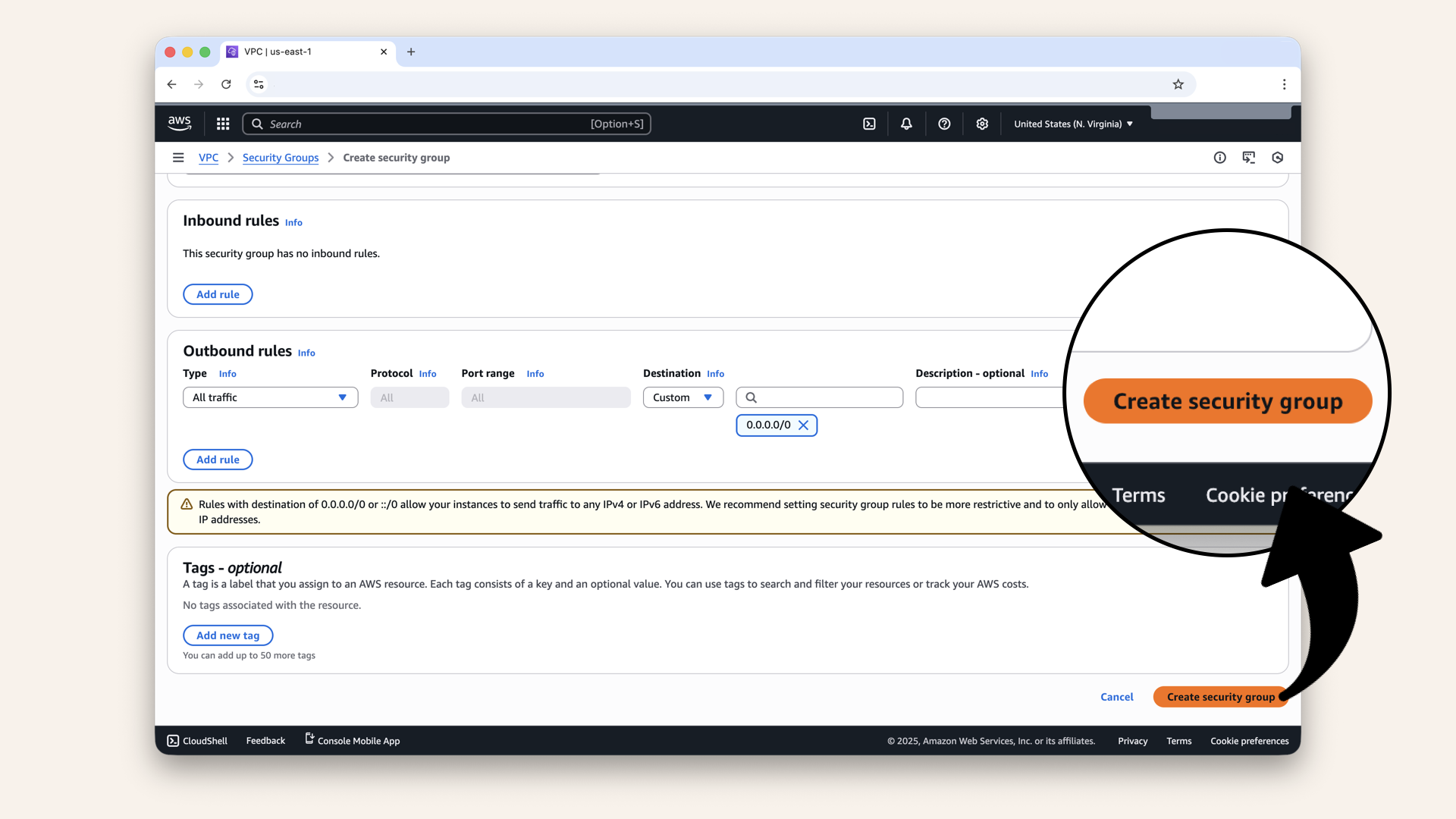 Click Create Security Group Click Create Security Group