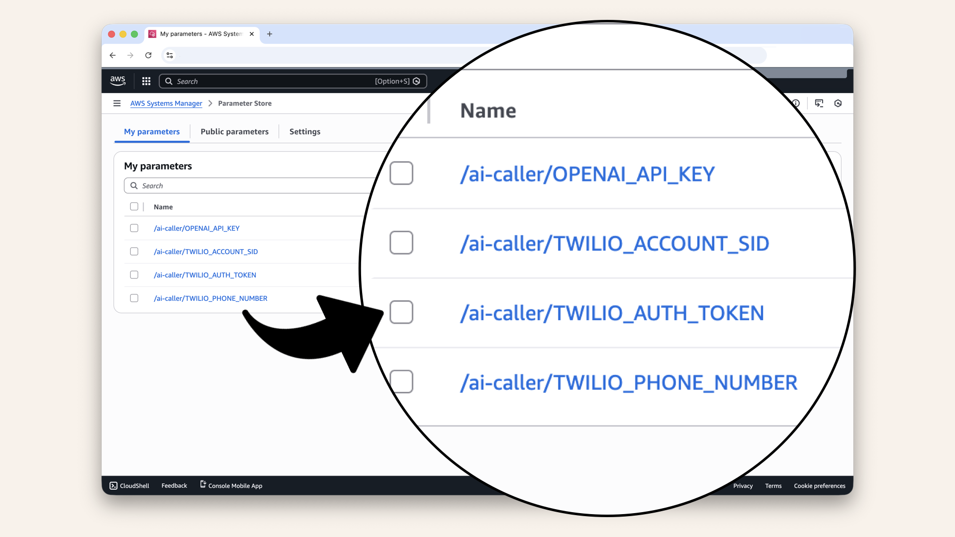 You should see all four parameters