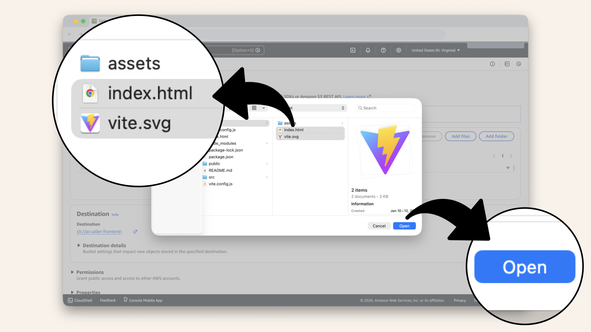 Select all files from dist/ folder