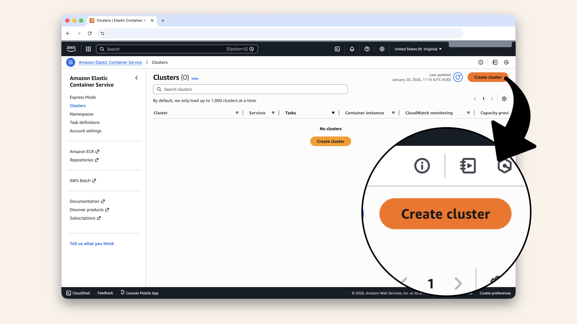Click Create cluster