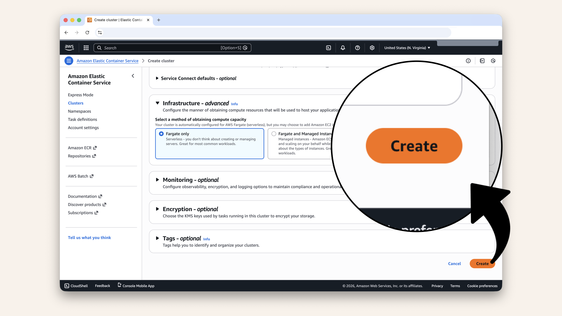 Scroll all the way down and click Create