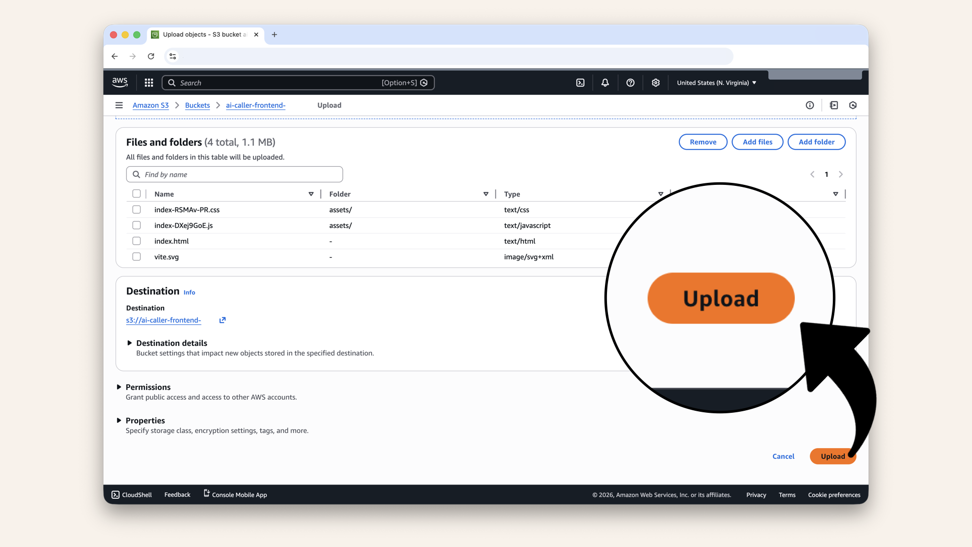 Scroll down and click Upload